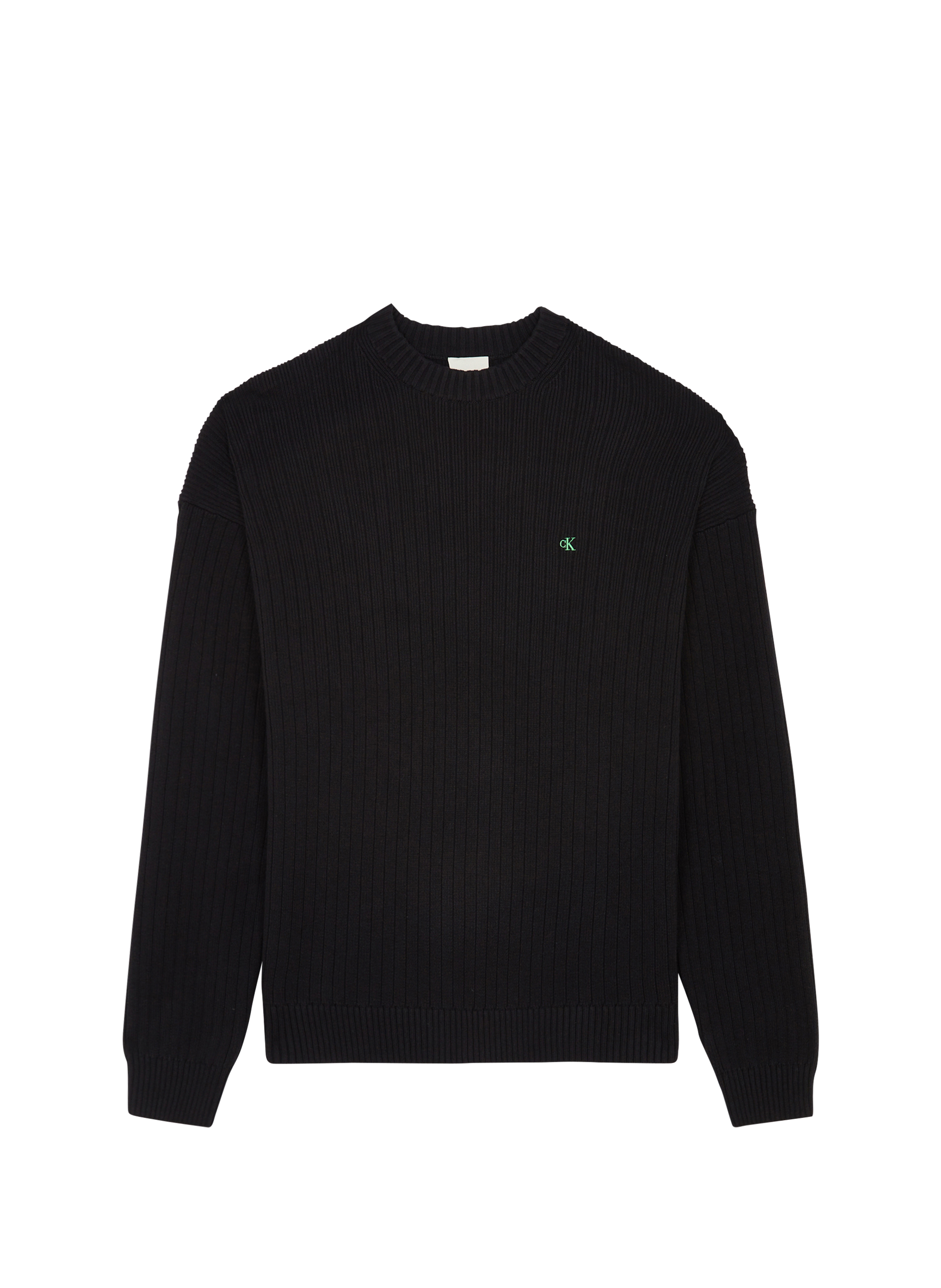 CALVIN KLEIN Pull côtelé en coton Noir