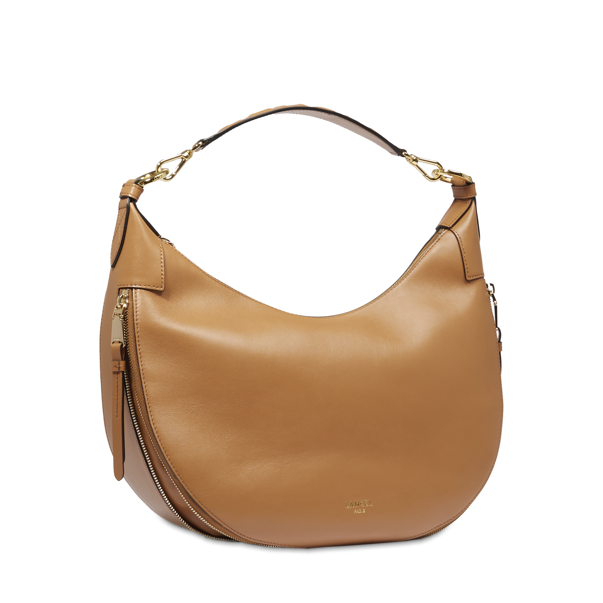 Sac hobo zippé m origami de lancel en cuir LANCEL Marron