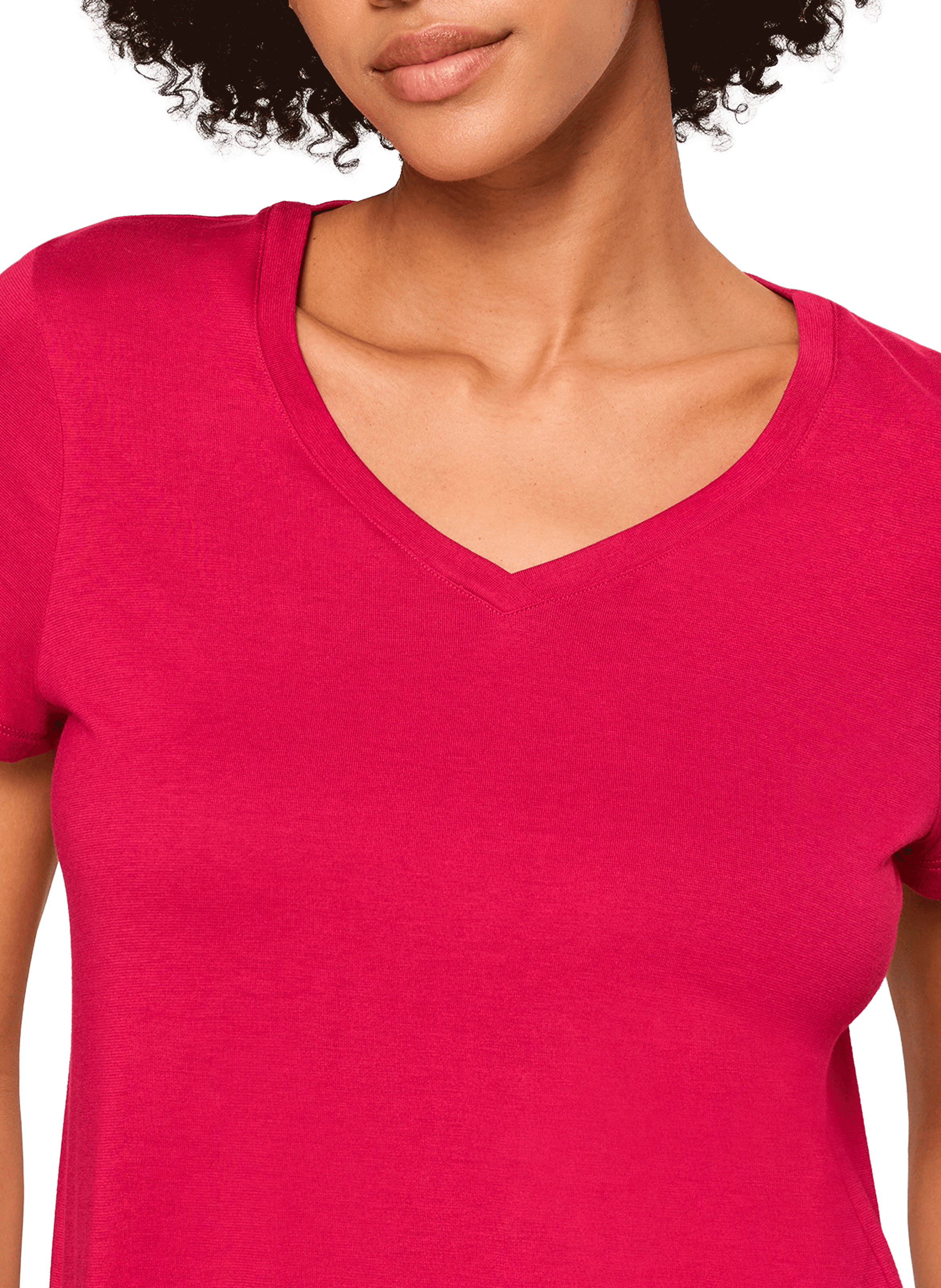 T-shirt décontracté à col en V HANRO Rose