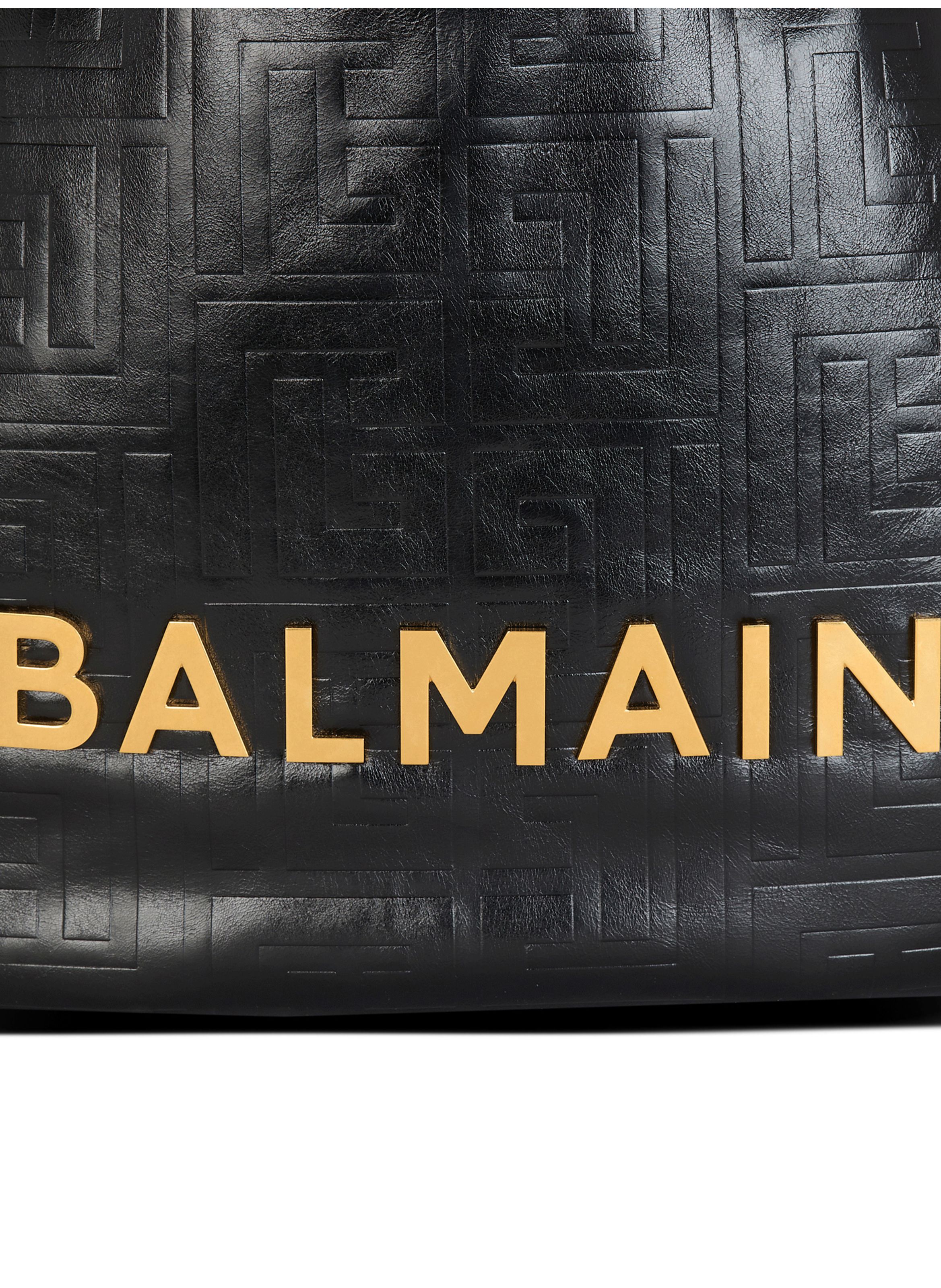 Sac cabas 1945 soft hobo en cuir froissé monogrammé BALMAIN Noir