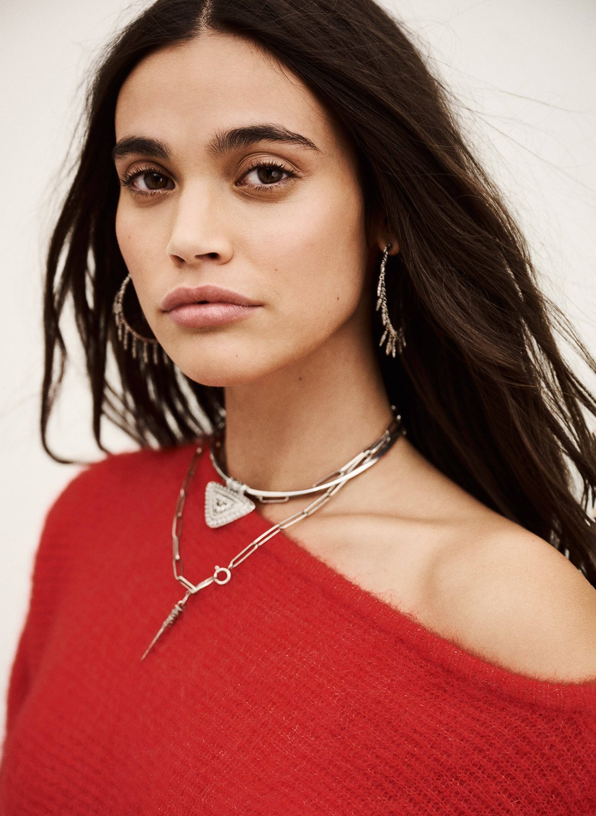 Pull col bateau asymétrique en laine mélangée suela BA&SH Rouge