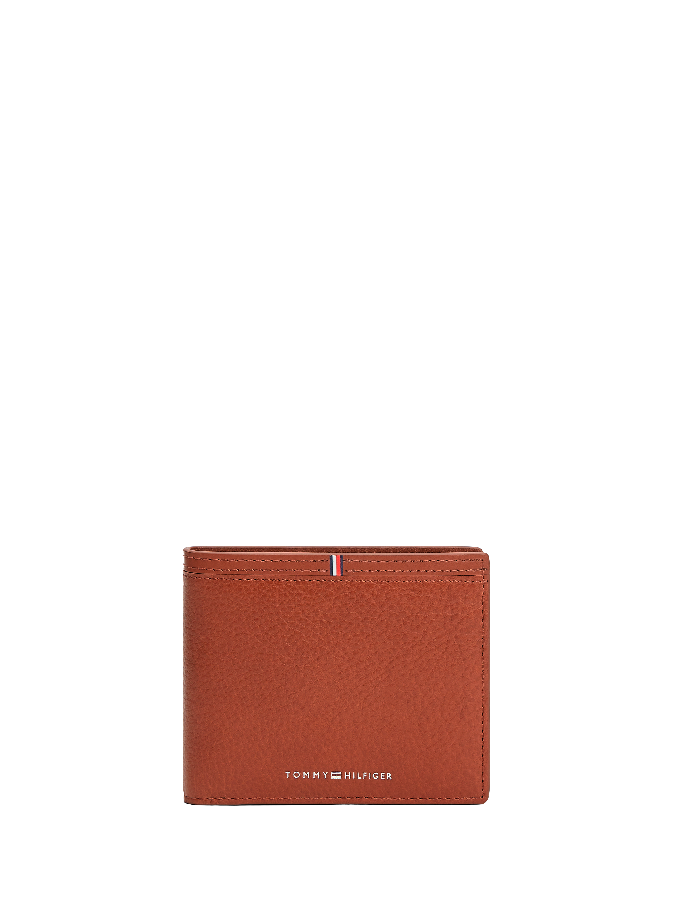 Portefeuille à logo en cuir de vache TOMMY HILFIGER Marron