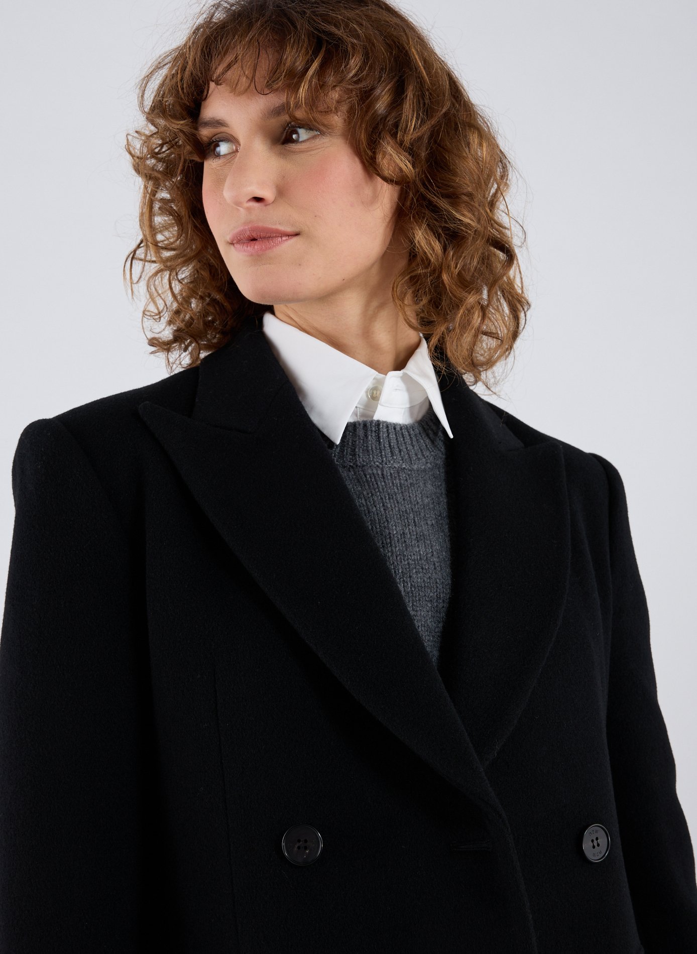 Long wool and cashmere coat R2W Black