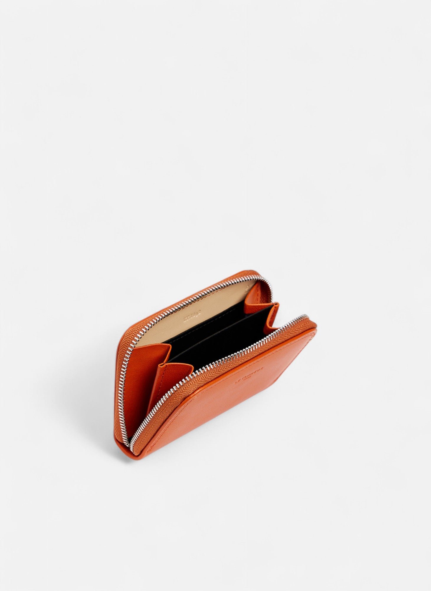 Porte monnaie zippé martin en cuir lisse LE TANNEUR Orange