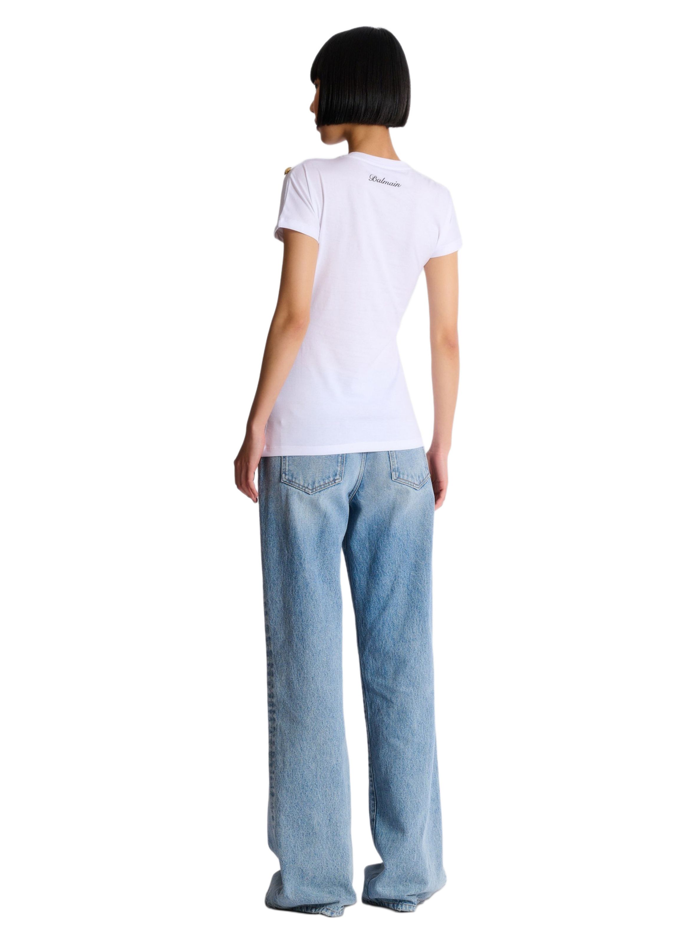 T-shirt drapé avec boutons BALMAIN Blanc