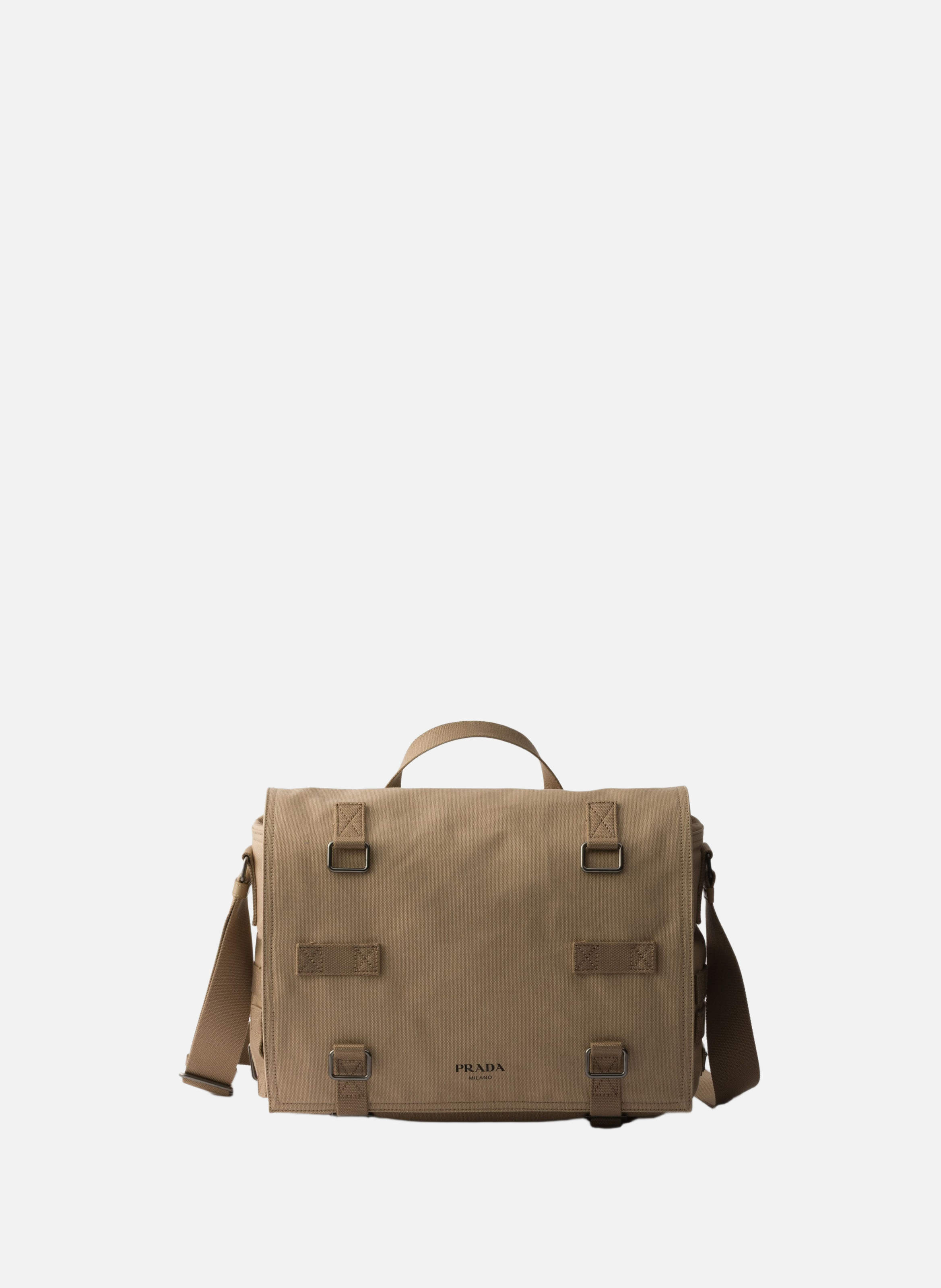 Sac porté épaule en toile PRADA Beige