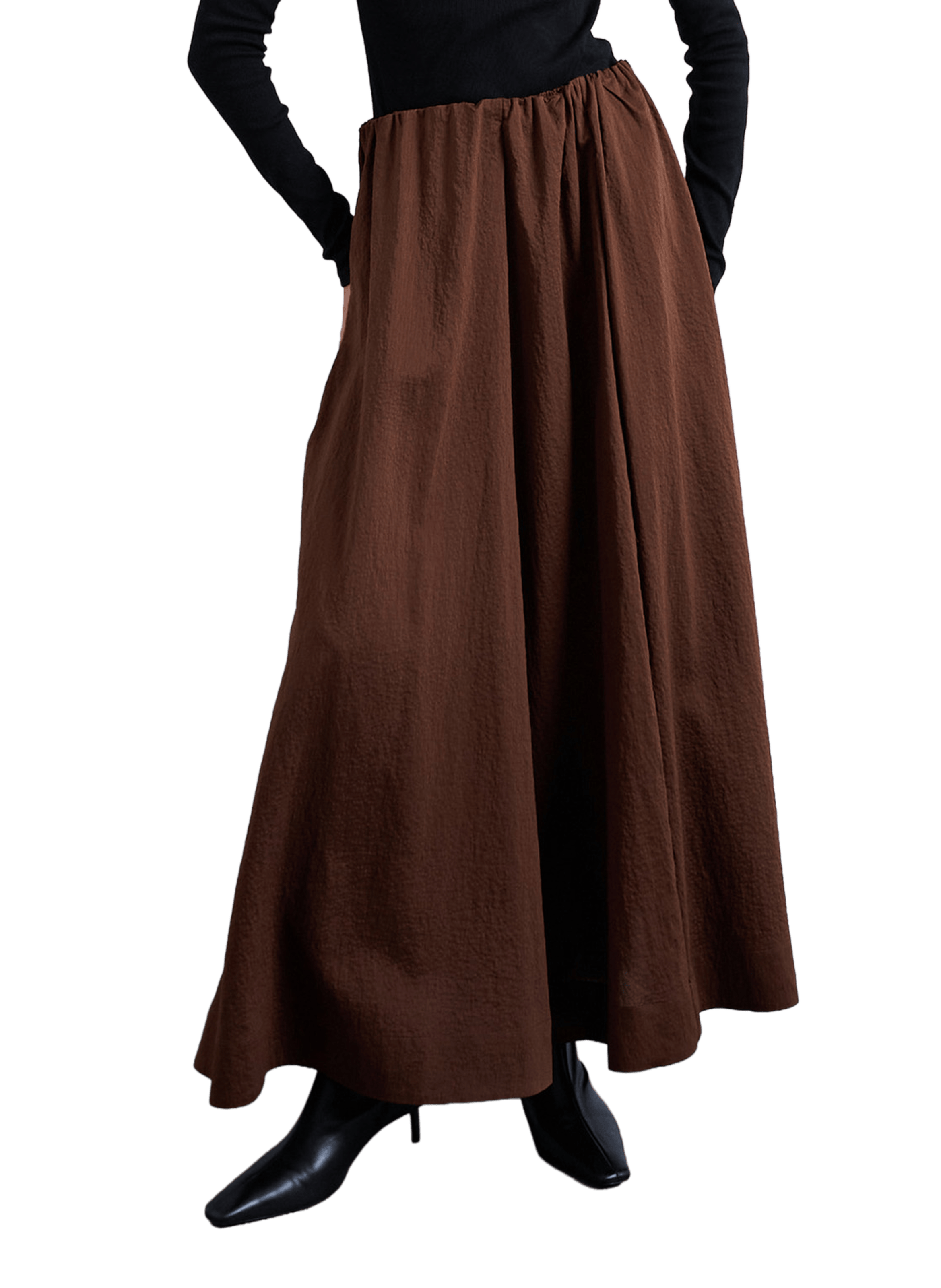 Jupe longue à rayures TOPSHOP Marron