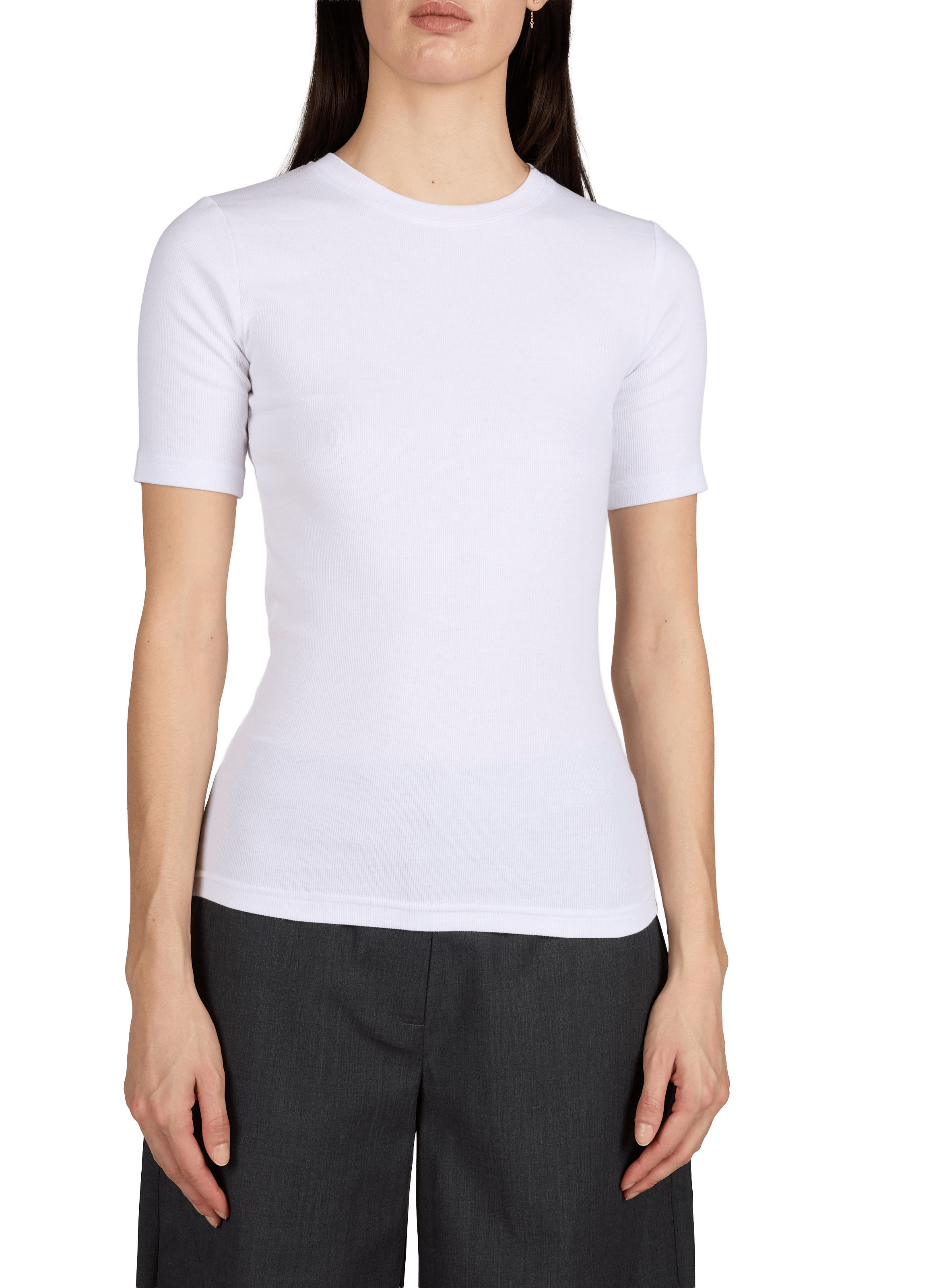 Slim round neck t-shirt in blended cotton SAMSOE SAMSOE White