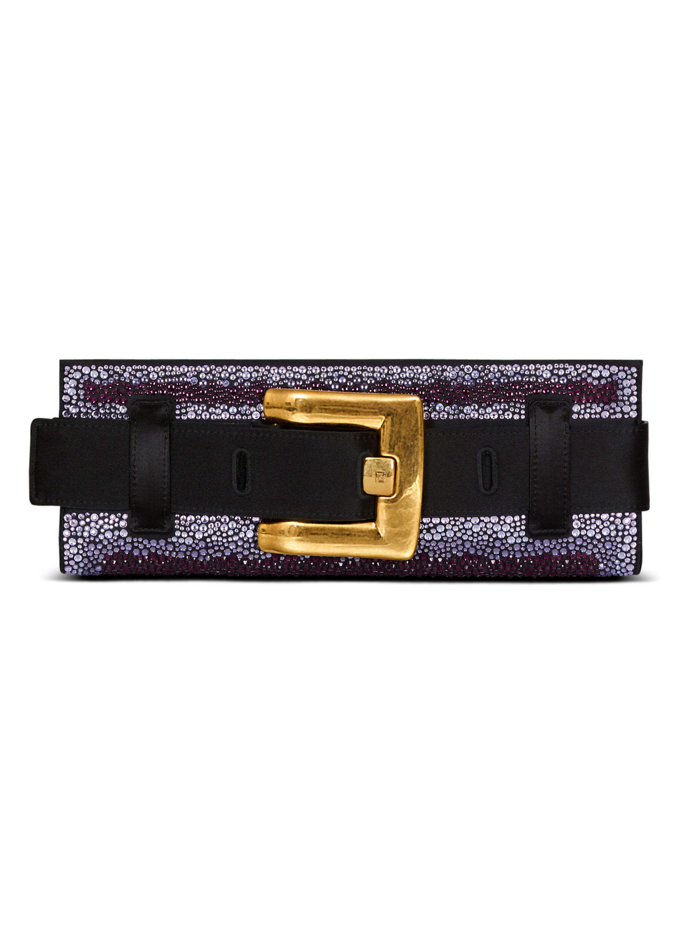 Pochette anthem en cristaux et satin BALMAIN Noir