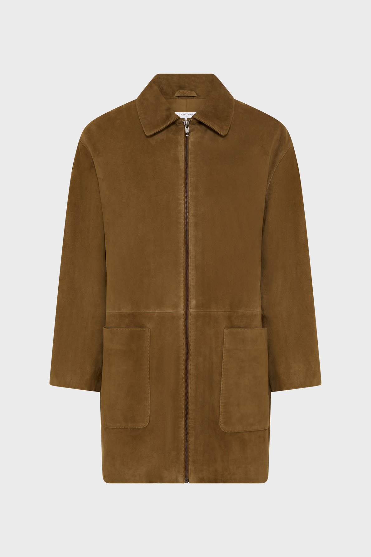 Manteau zippé en cuir velours - tilane GERARD DAREL Marron