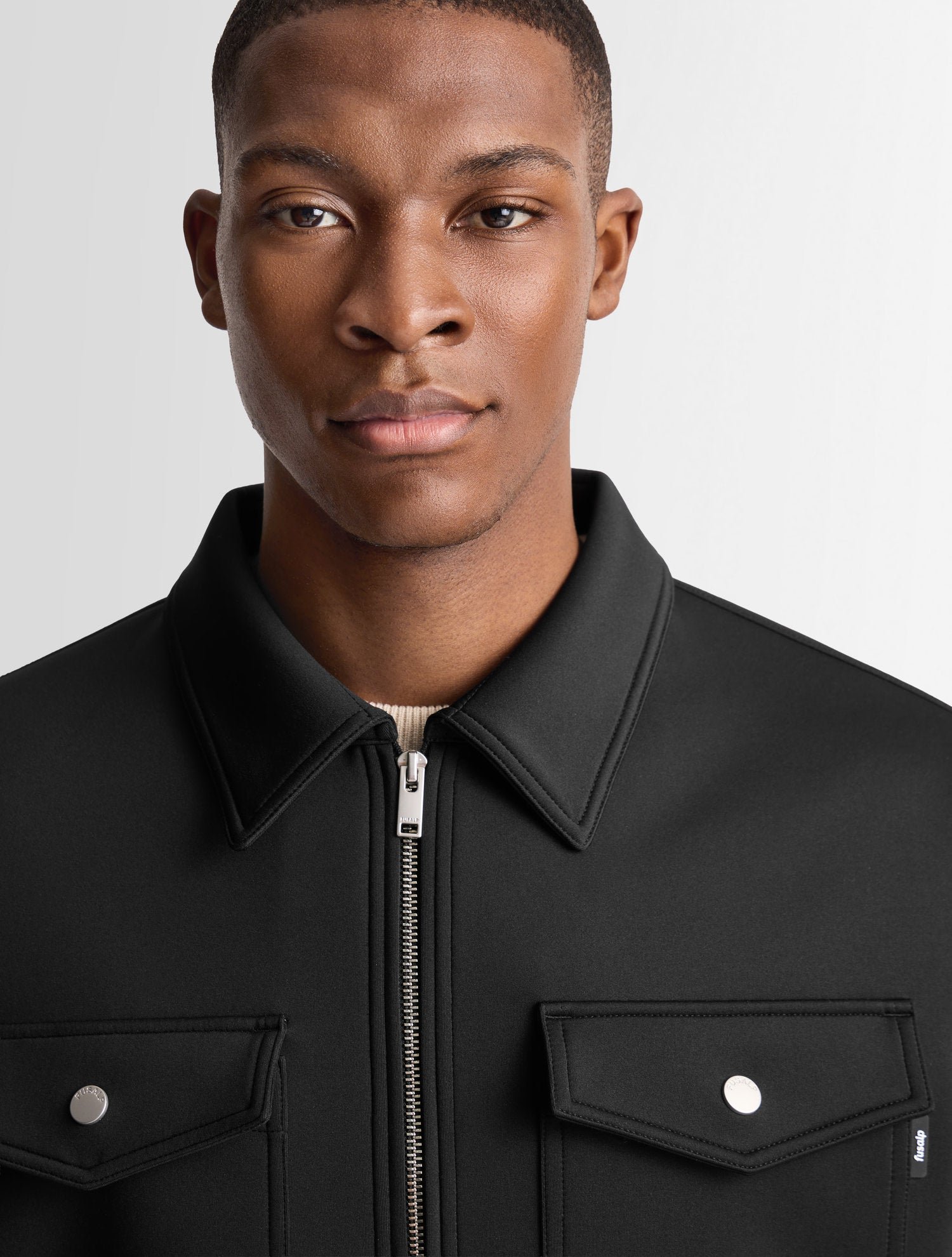 Veste roventir col chemise coupe regular FUSALP Noir