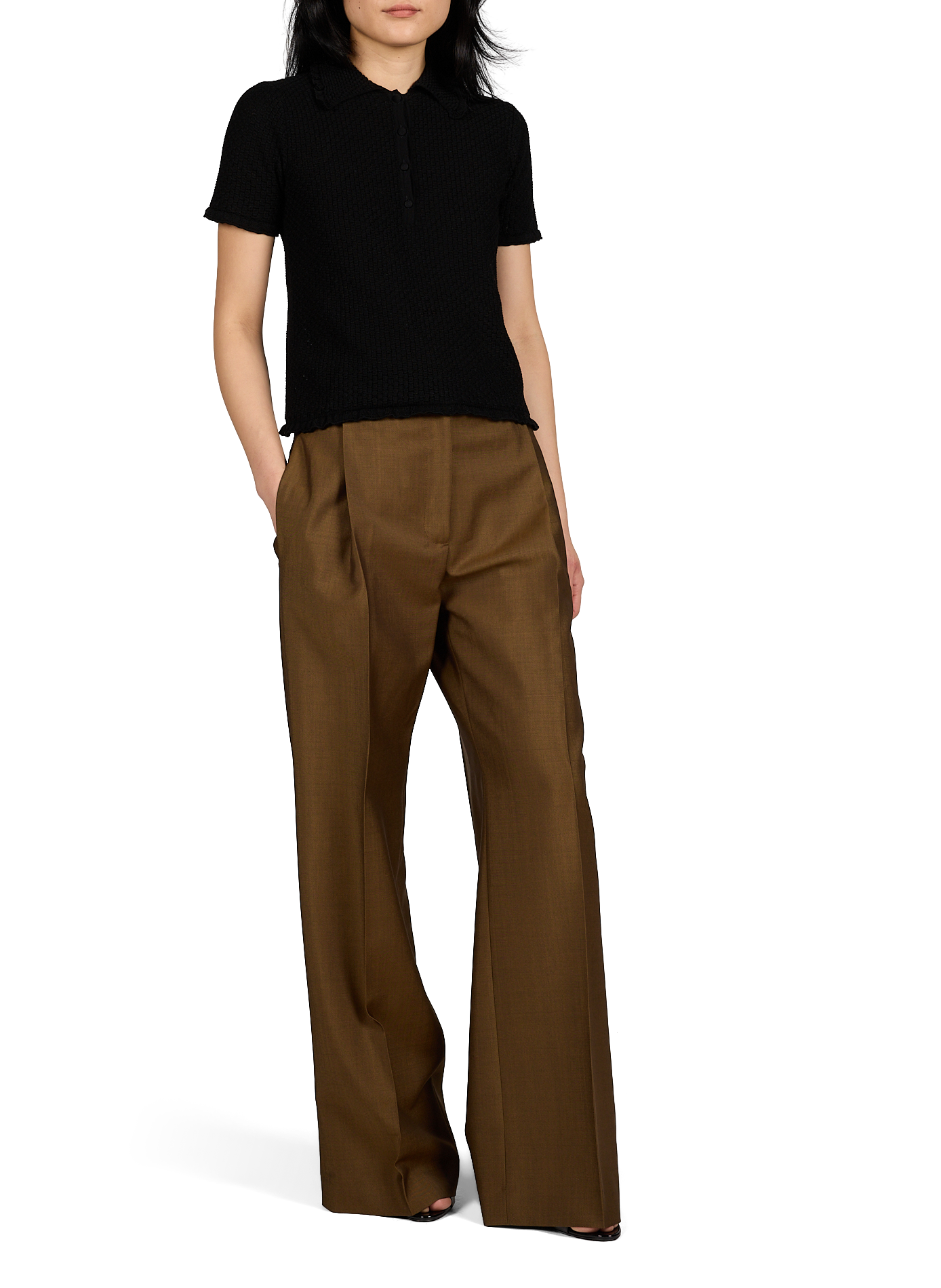 Textured cotton top MOLLI Black