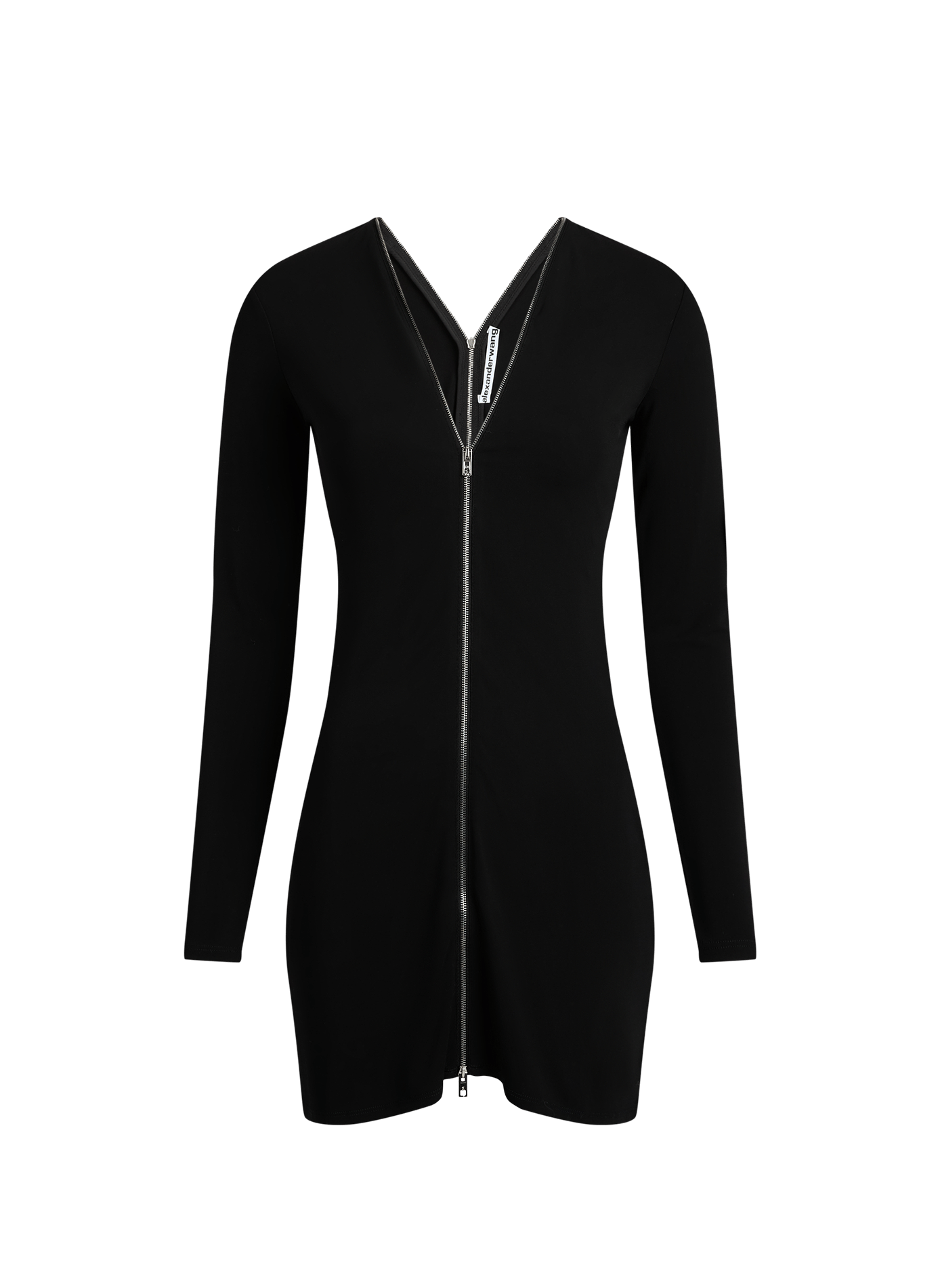 Robe zippée et moulante col V ALEXANDER WANG Noir