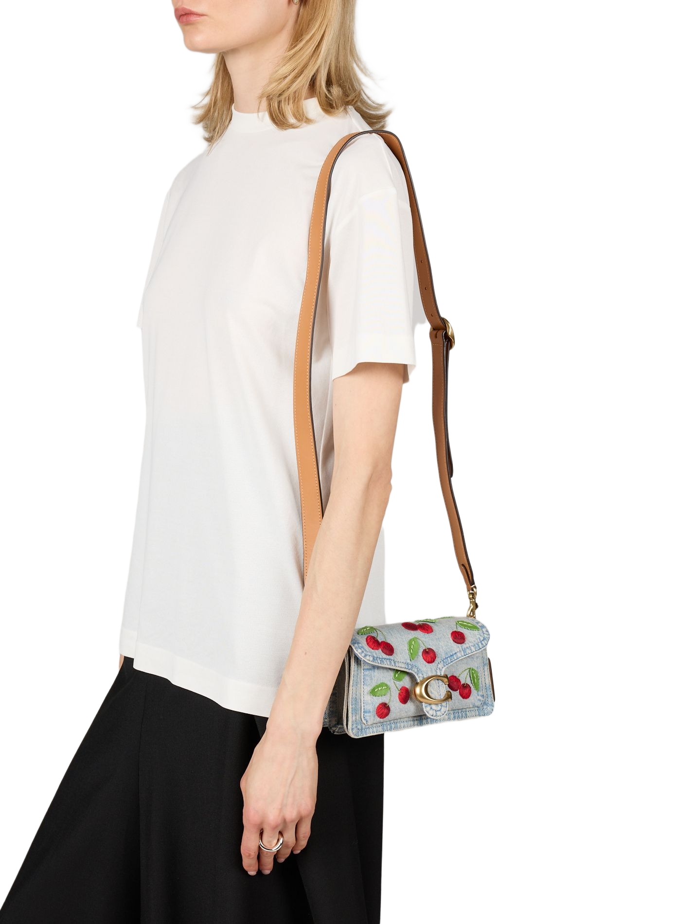 Sac à main brodé Tabby 20 en coton et cuir  COACH Bleu