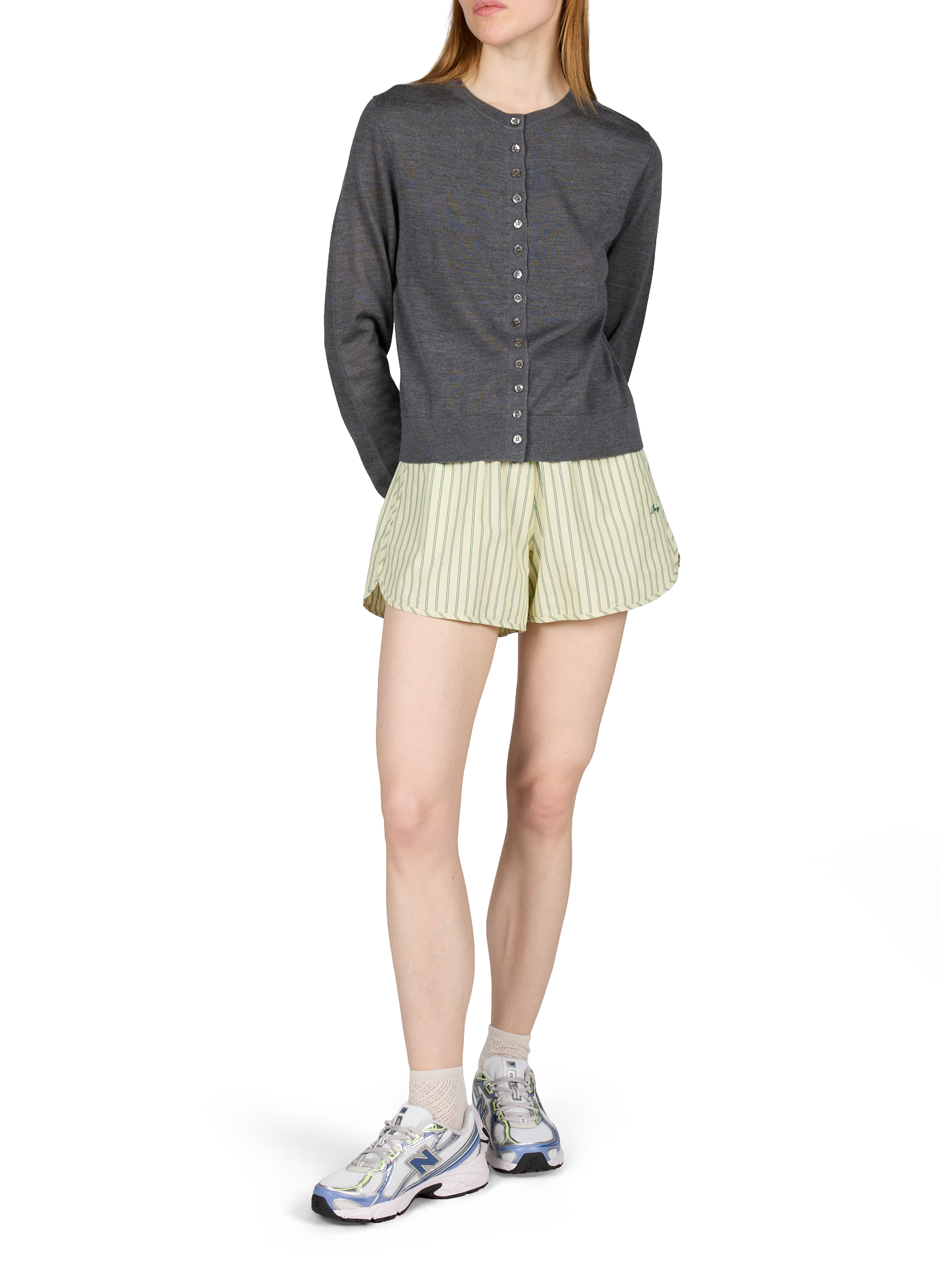 Hayla silk, wool, and cashmere cardigan ALMADA Grey