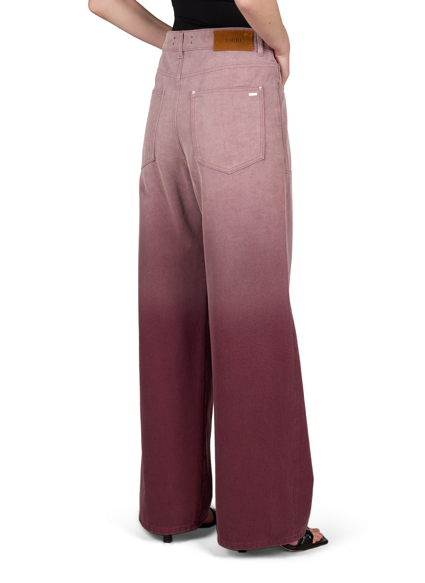 Jean dégradé à empiècement en coton  AMIRI Rouge