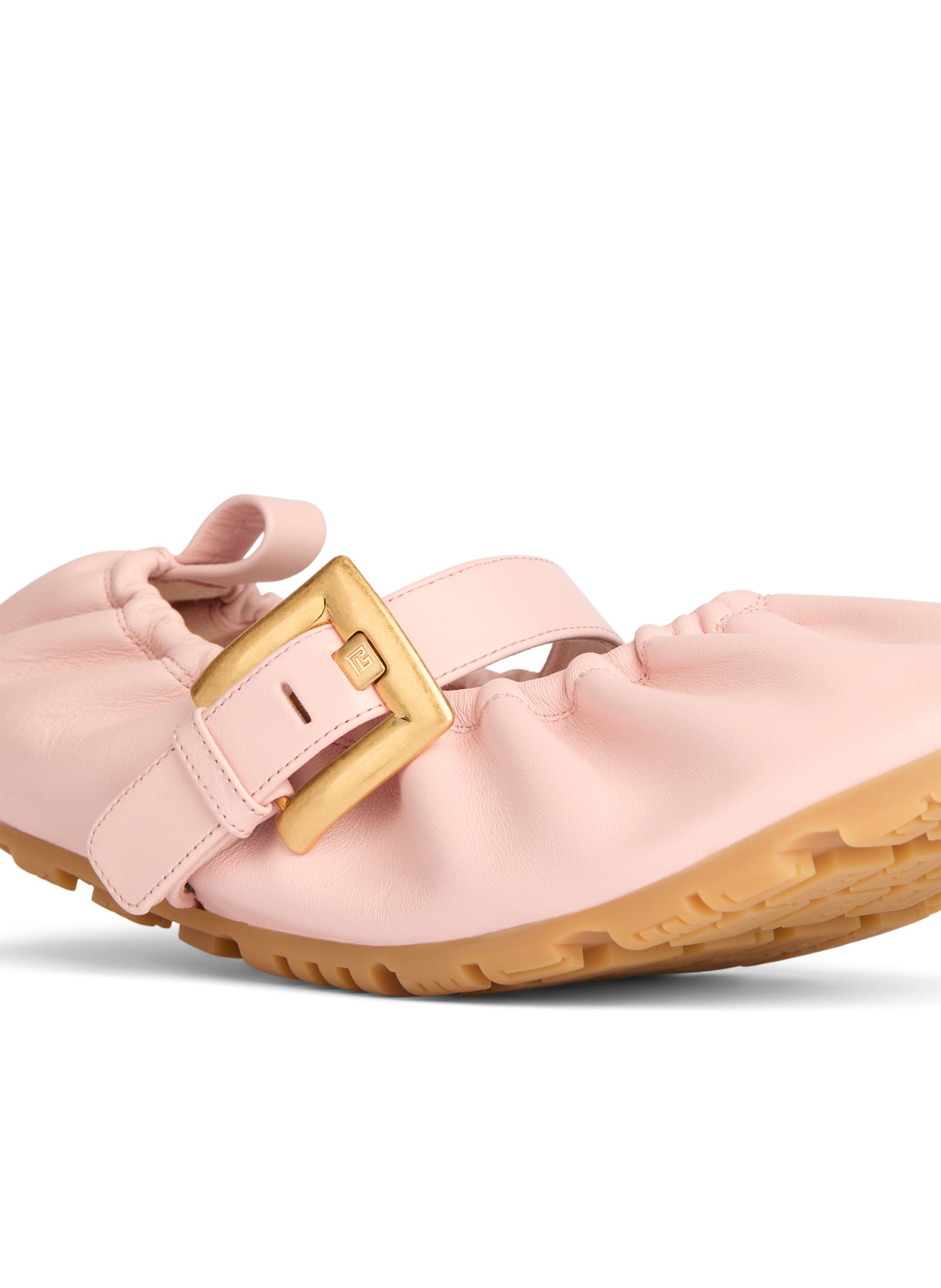 Ballerines anthem en cuir lisse BALMAIN Rose