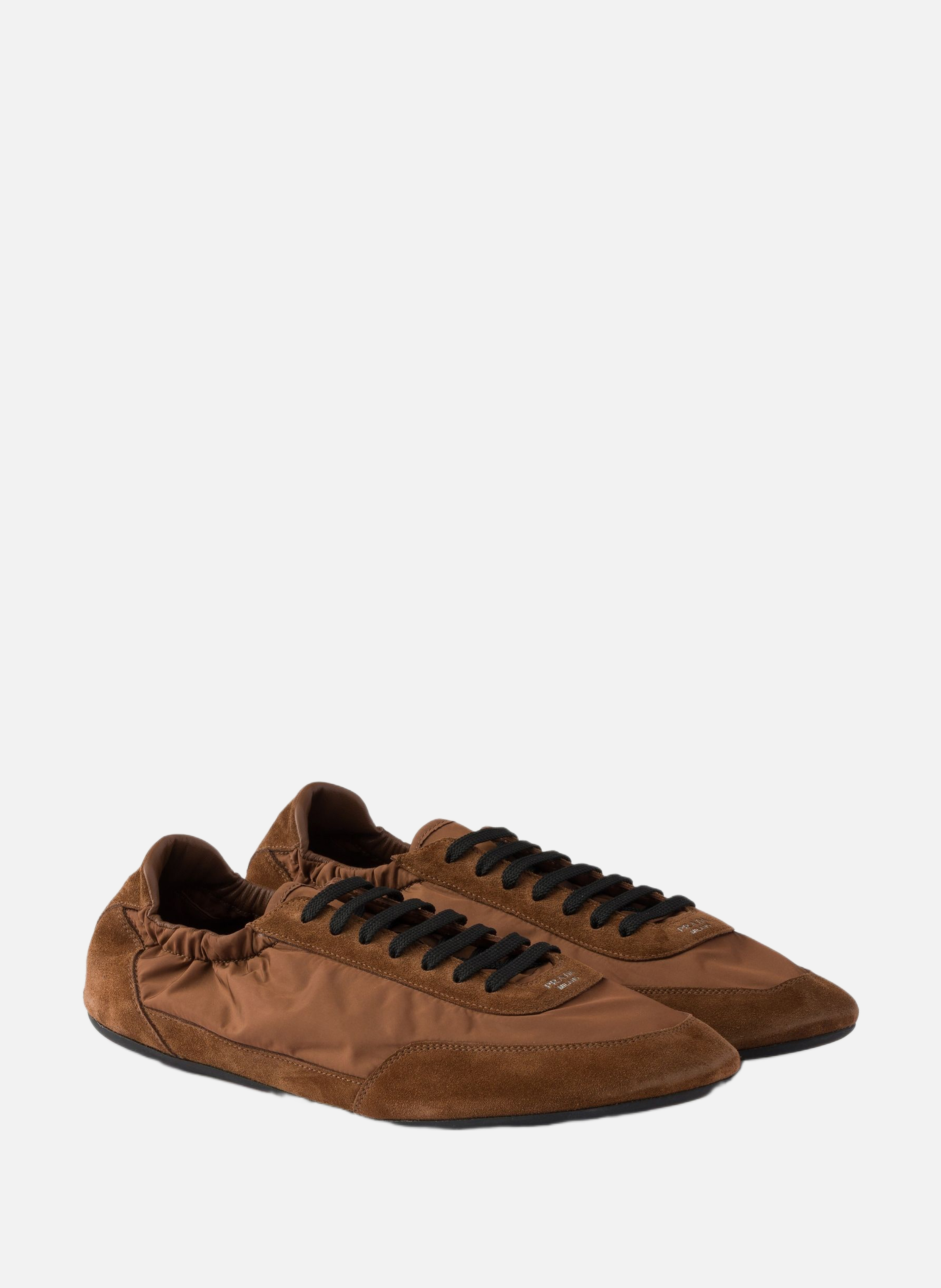 Sneakers élastiques collapse en re-nylon et veau v PRADA Marron