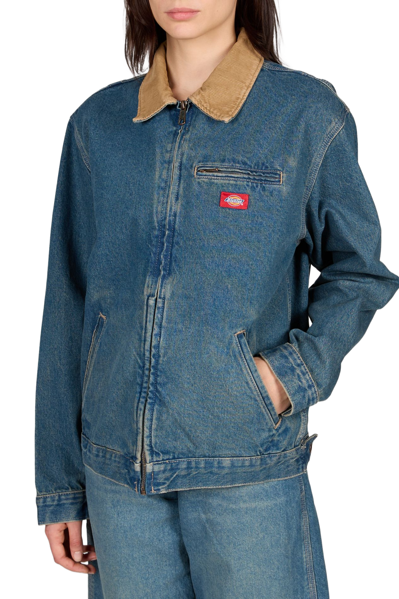 Faded cotton denim jacket DICKIES Blue