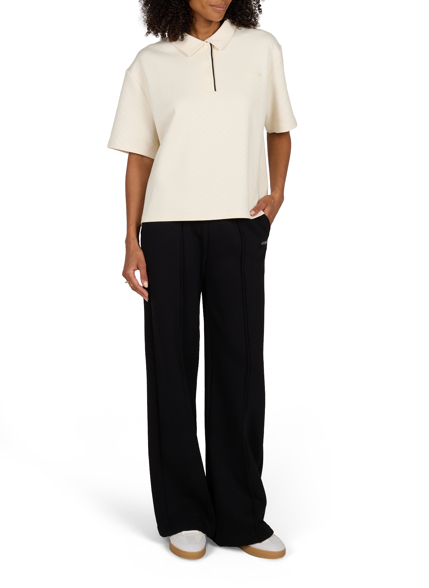 Plain short-sleeved polo GUESS White