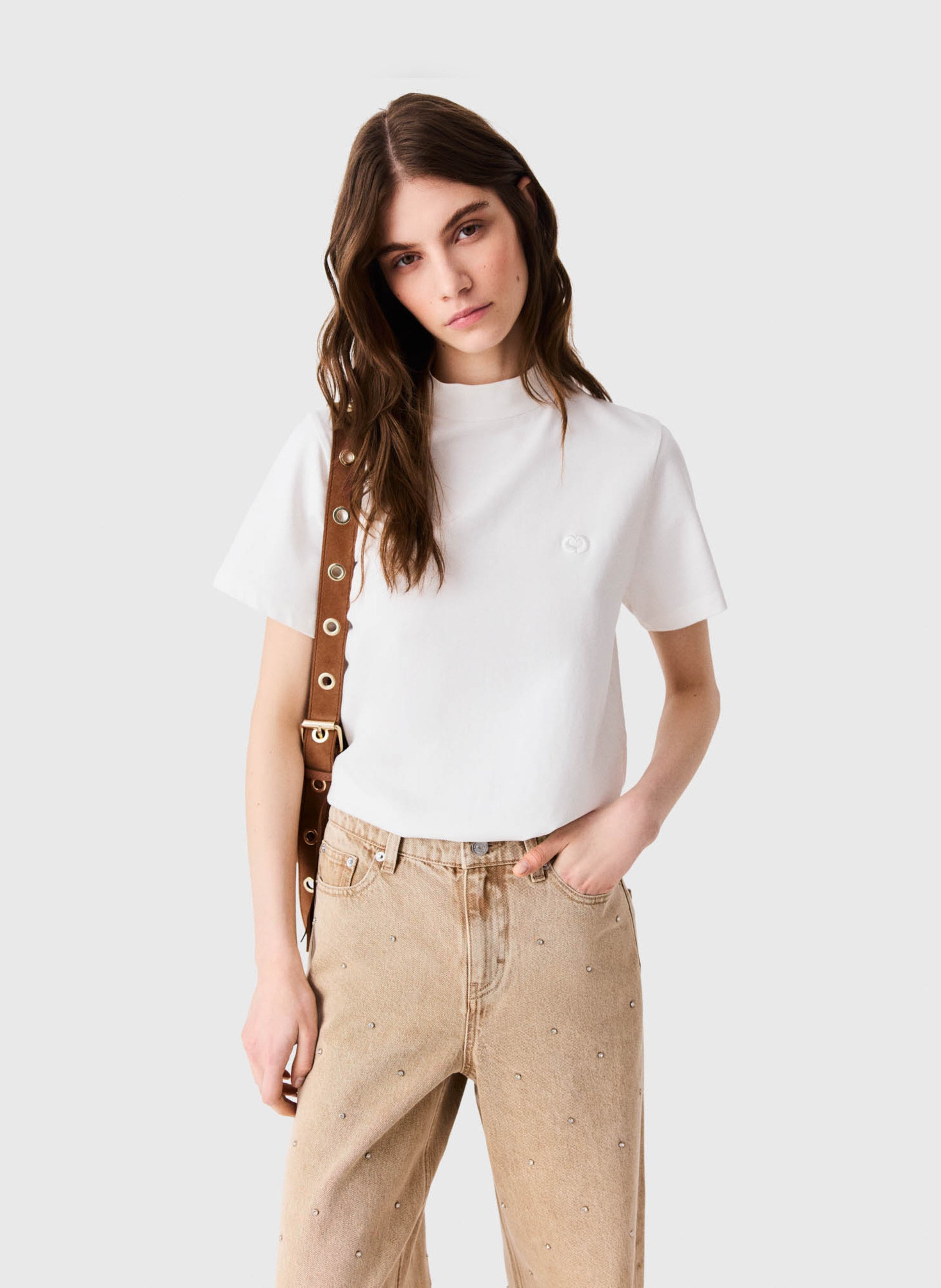 Tee-shirt droit en coton MAJE Blanc