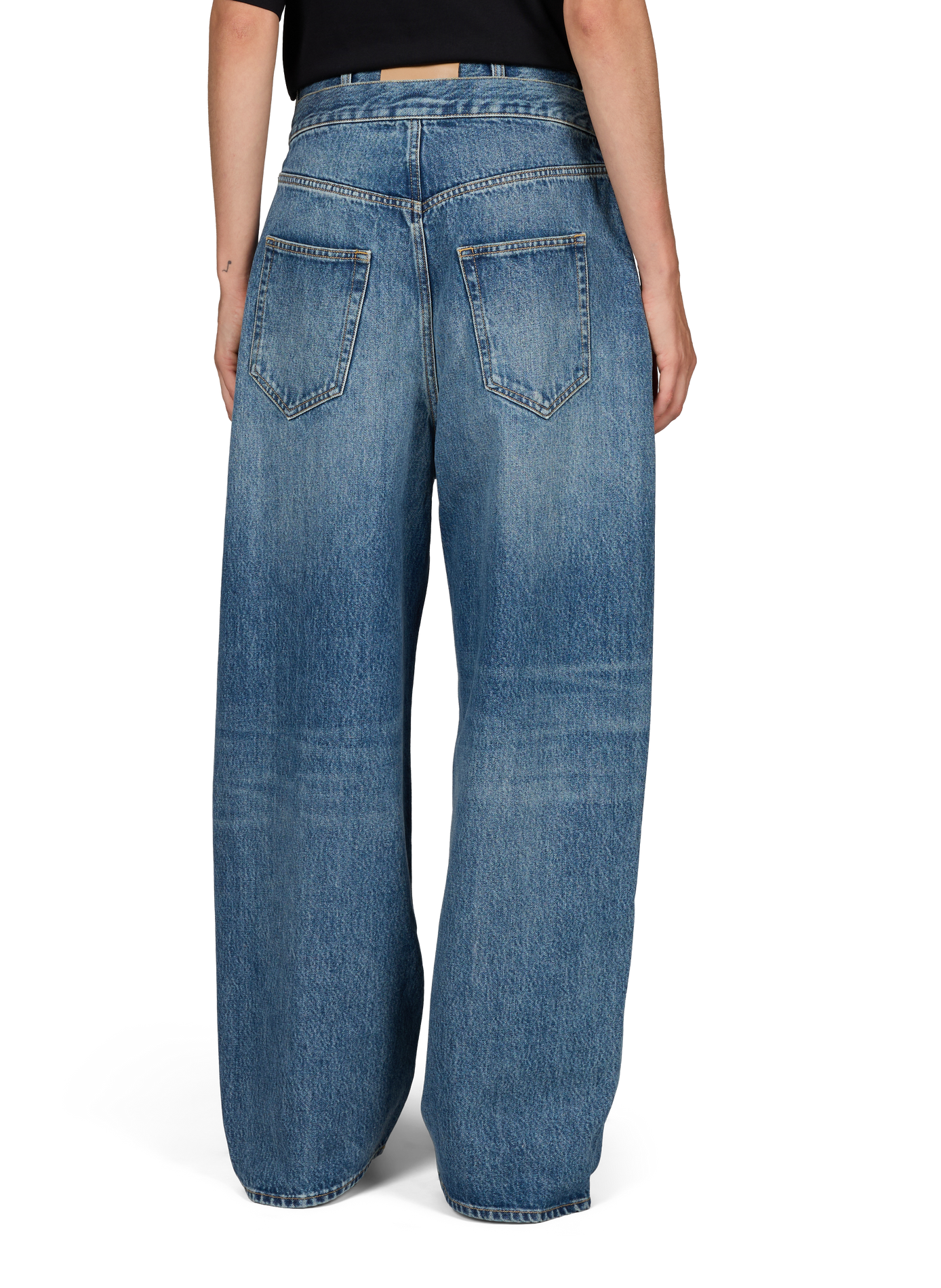 Jean barrel taille haute en coton THE ATTICO Bleu