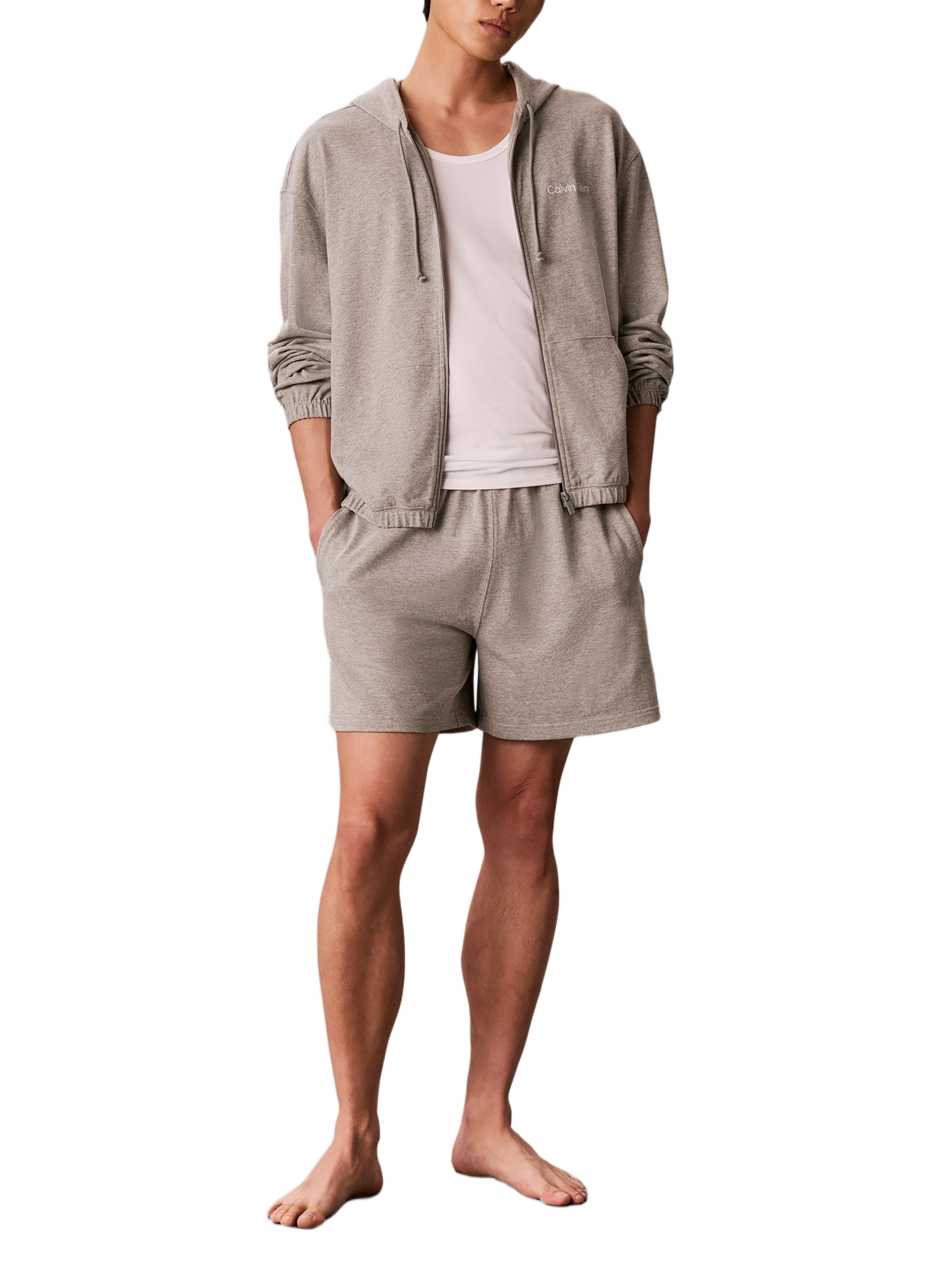 Gerader Kapuzenpullover aus Baumwolle CALVIN KLEIN Grau