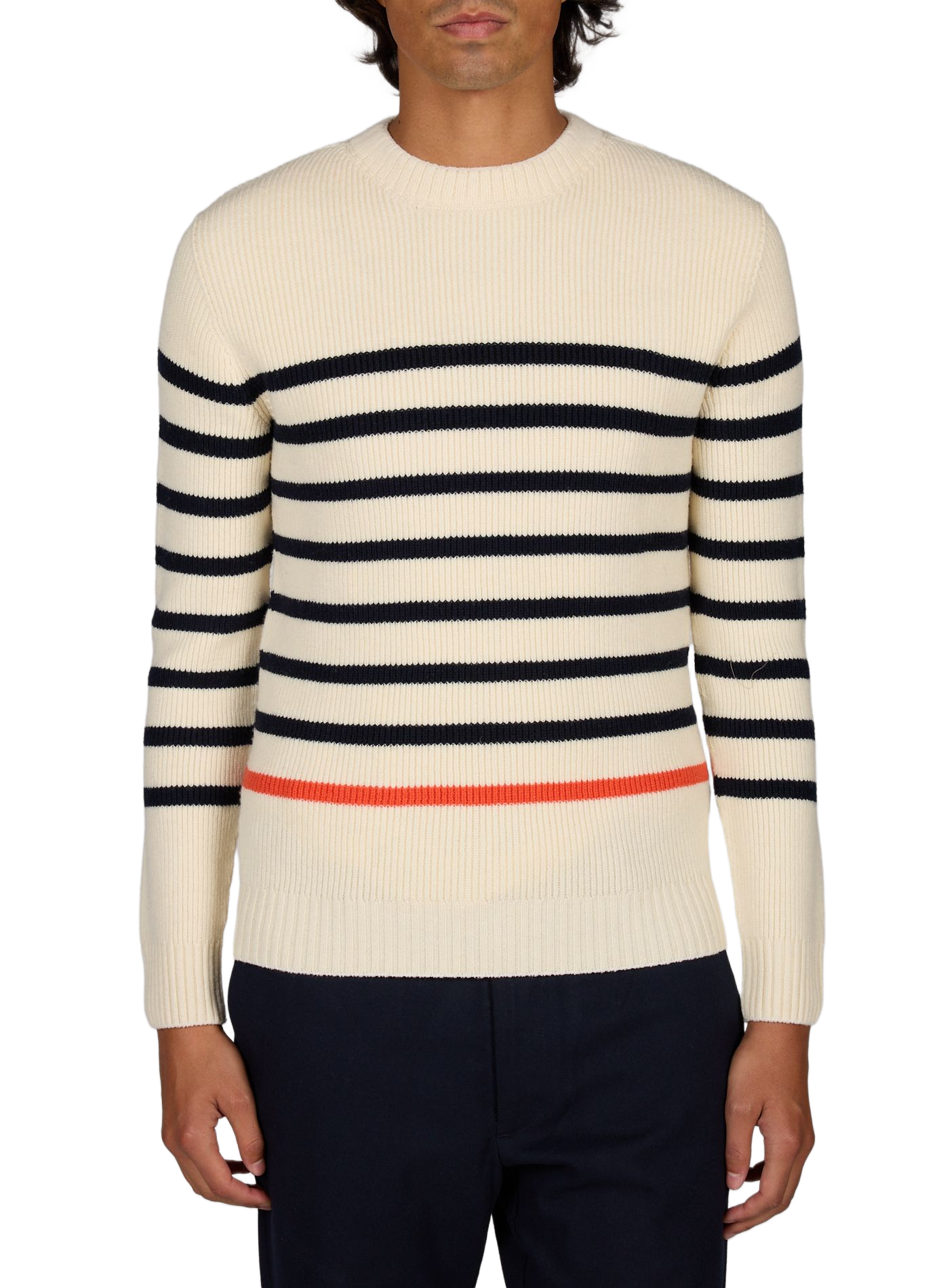 Navy striped wool knit sweater CÉZEMBRE Beige