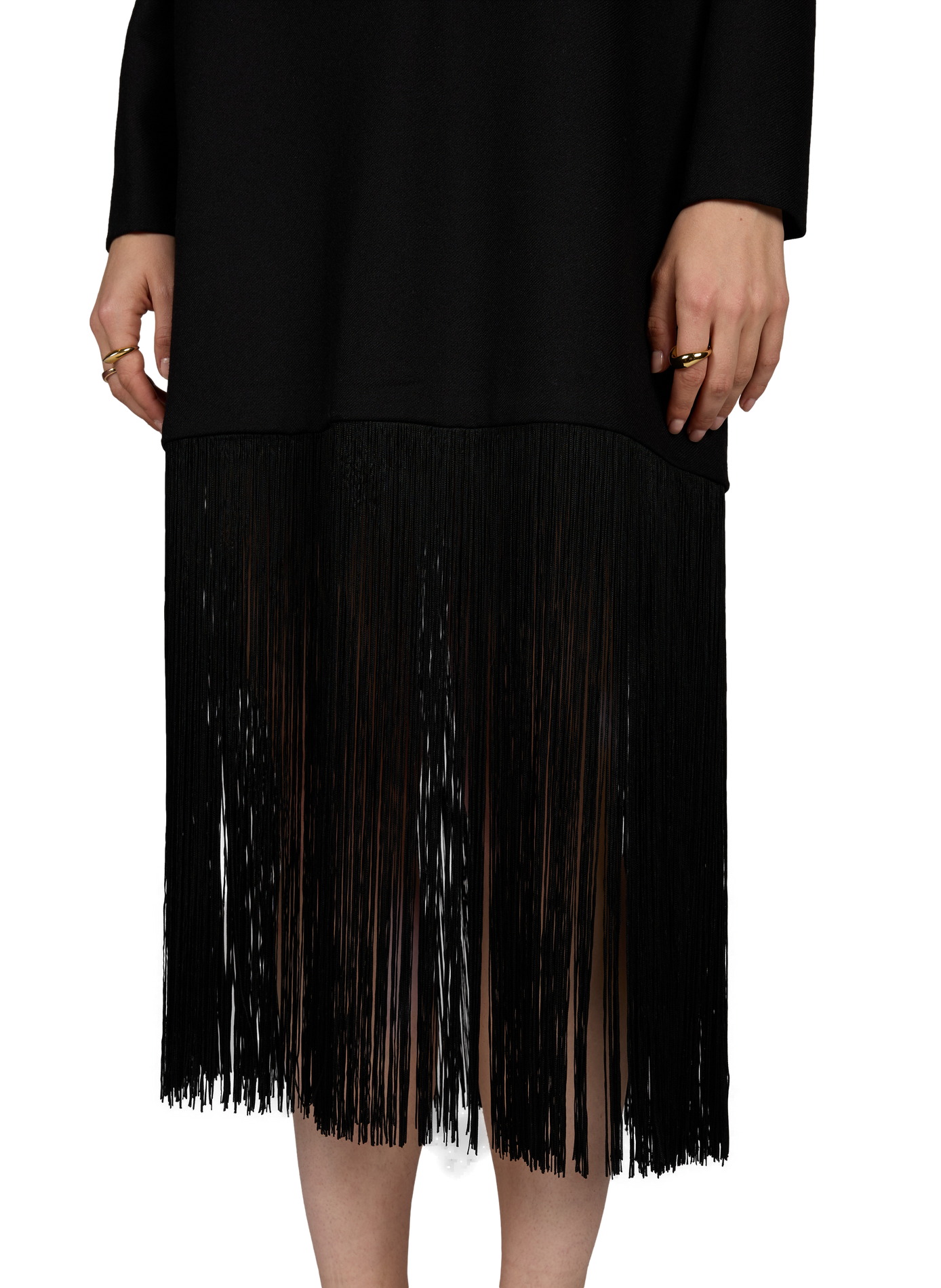 MELLA Fransenkleid aus Schurwolle BY MALENE BIRGER Schwarz