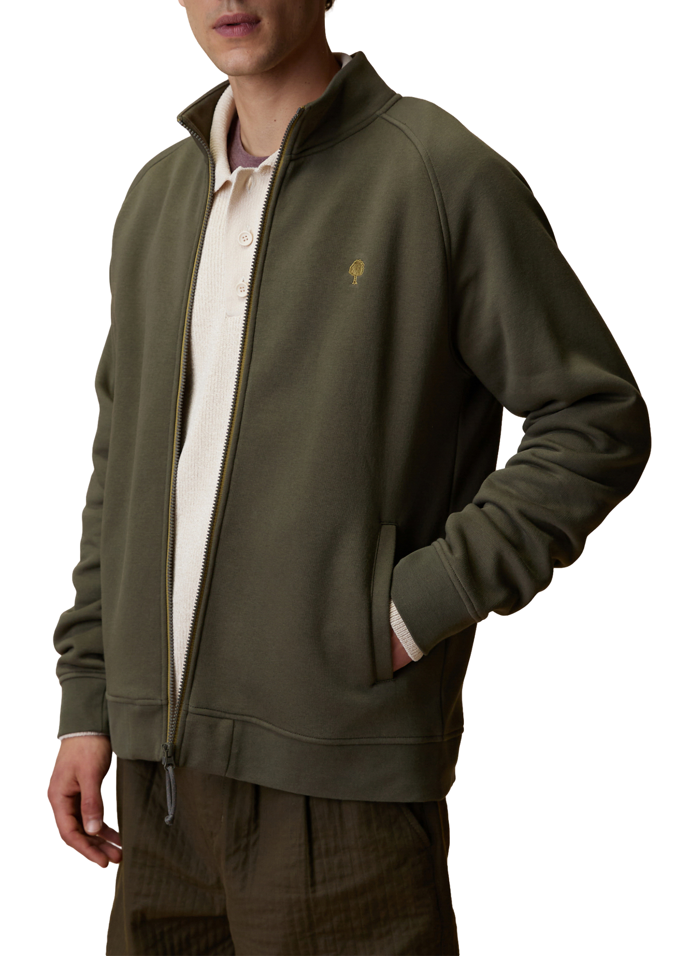 Rechte sweater met opstaande kraag van gemengd katoen FAGUO Groen