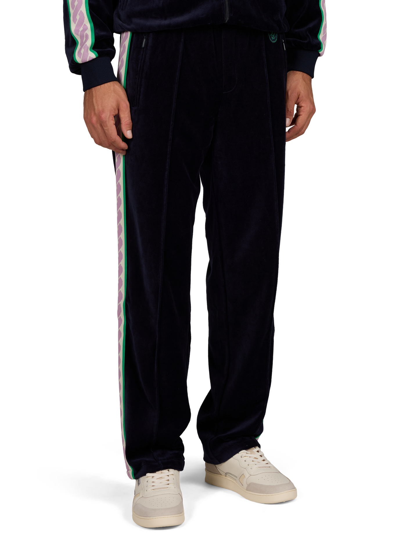 Cotton-blend velour track pants DROLE DE MONSIEUR Blue