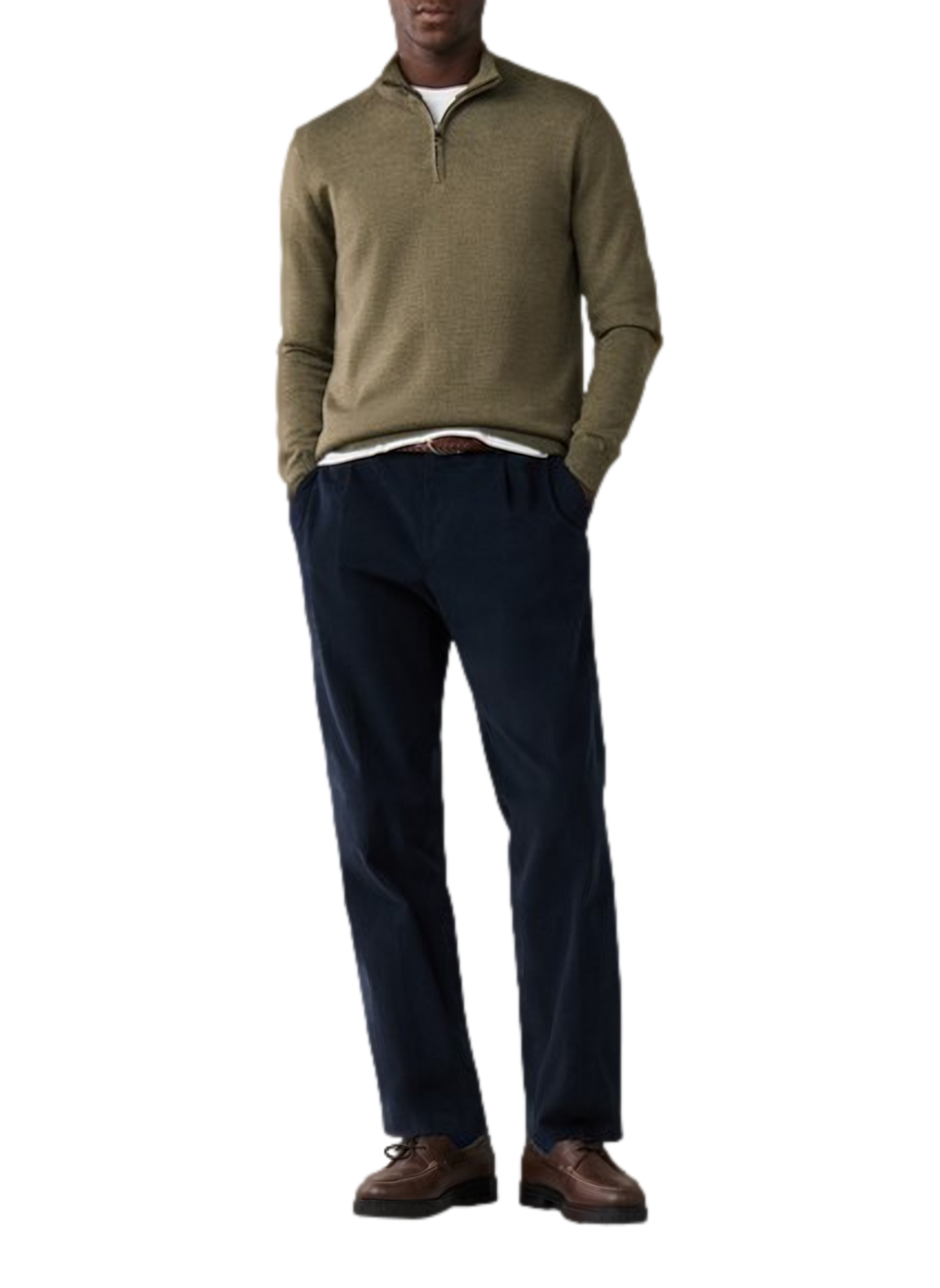 Merino wool zip-neck jumper FACONNABLE Khaki