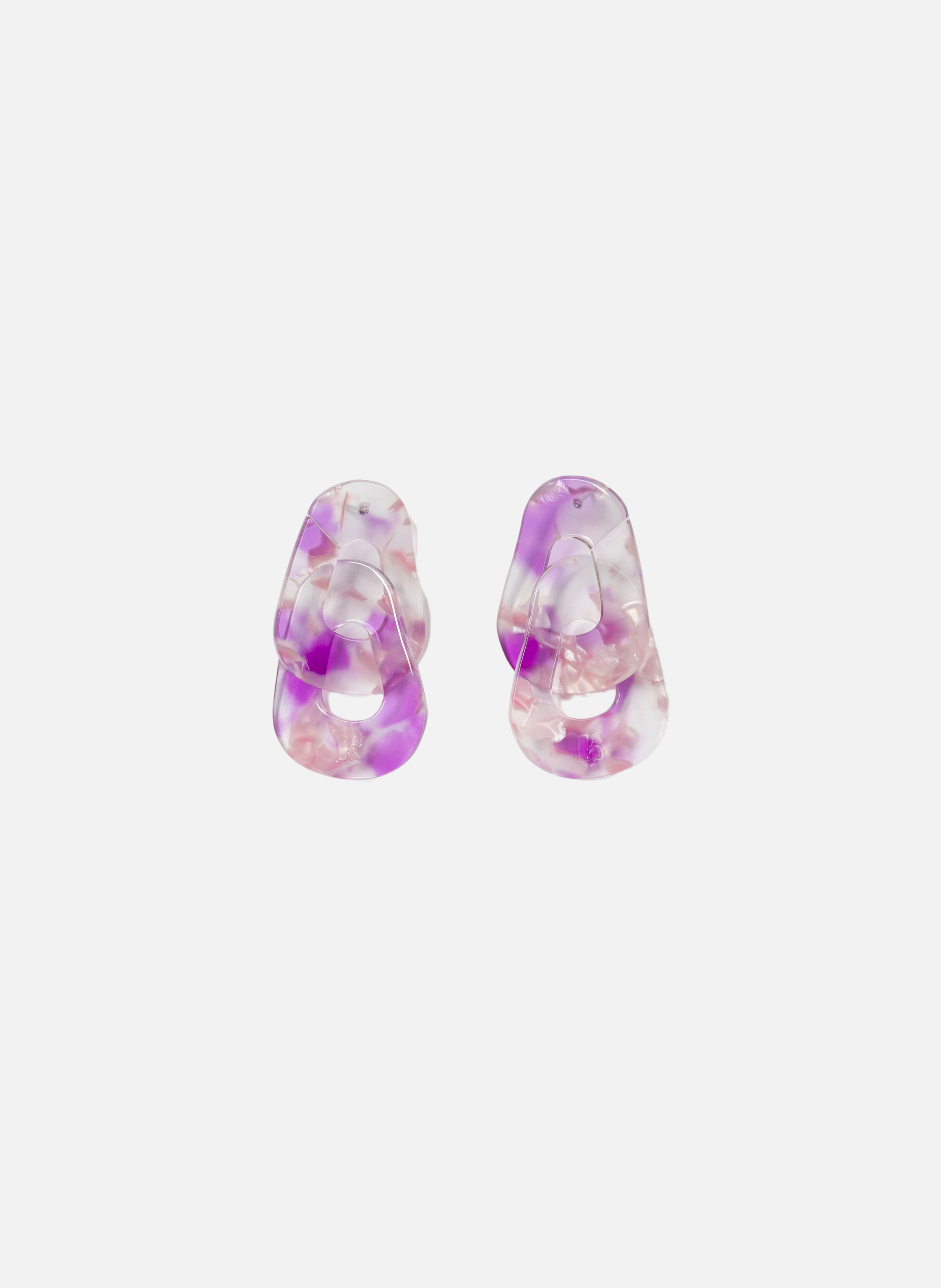 Boucles d'oreilles maillons en acétate de cellulose  Pink