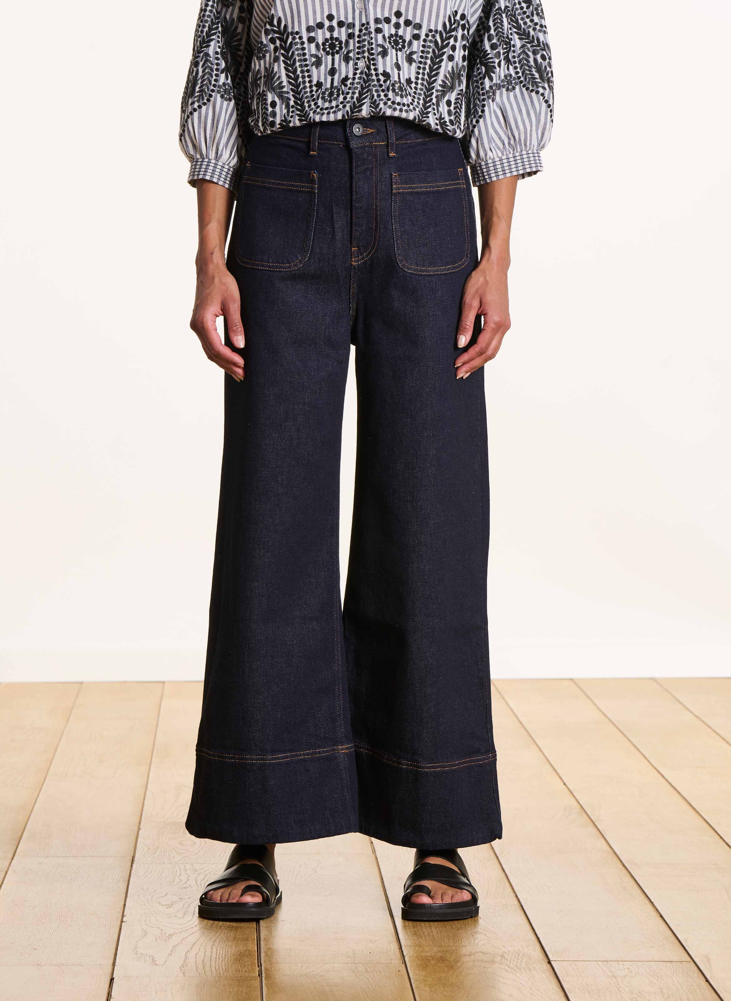 Cropped jeans van een katoenmix met biologisch katoen LA FEE MARABOUTEE Blauw