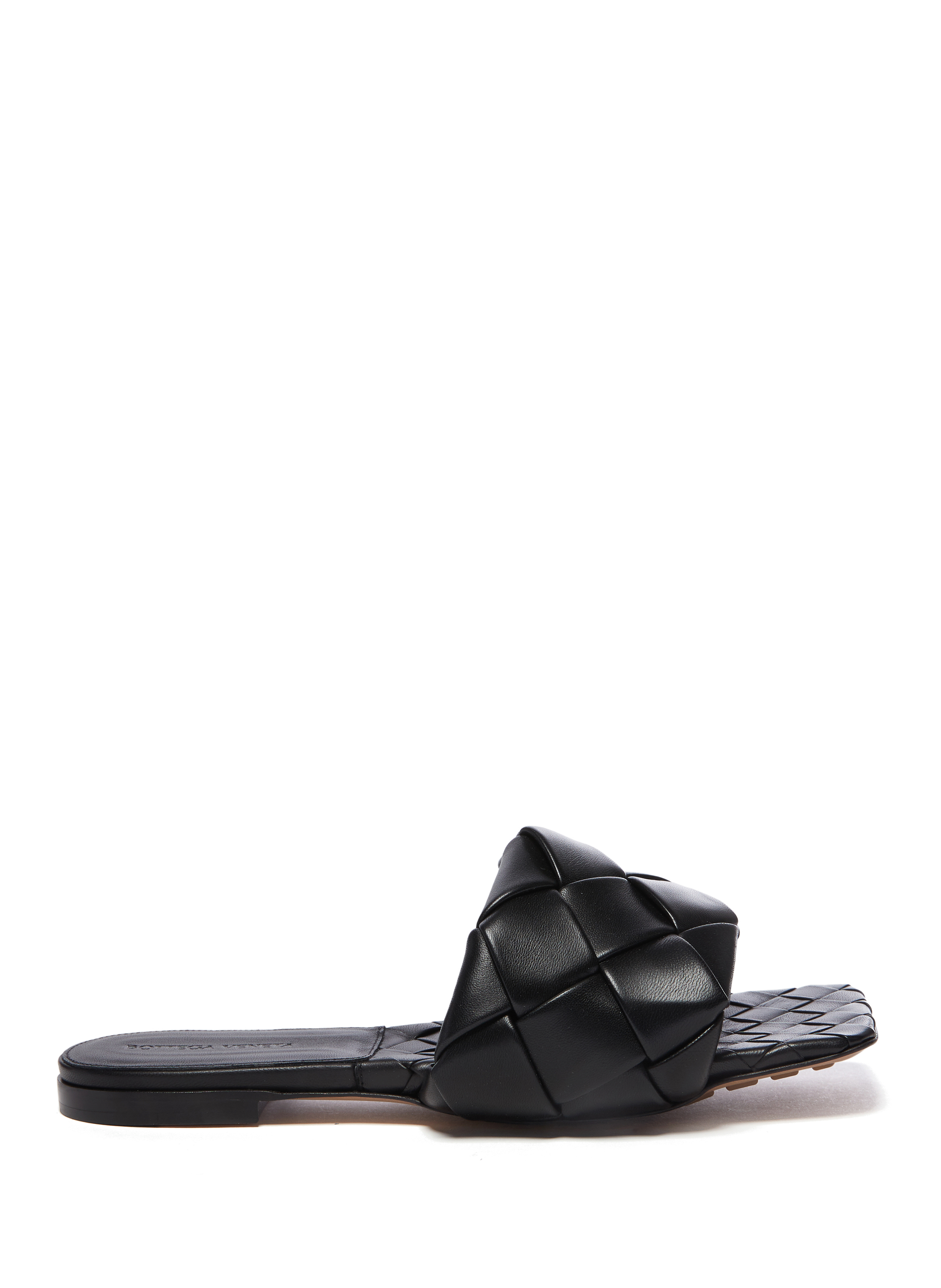 BOTTEGA VENETA BV Lido Flat Mules in Intrecciato leather Black