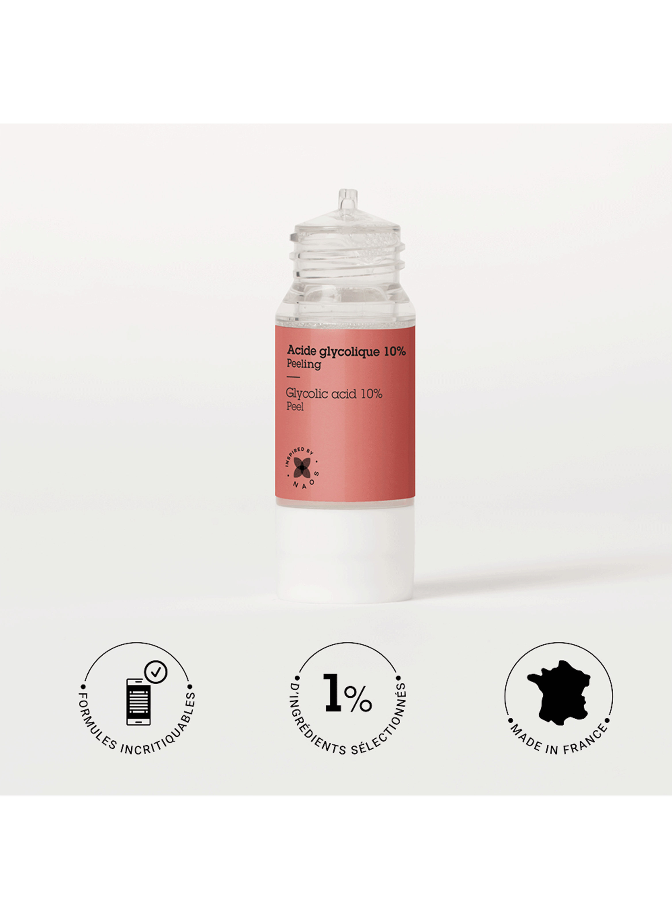 Actif pur acide glycolique 10% ETAT PUR No color