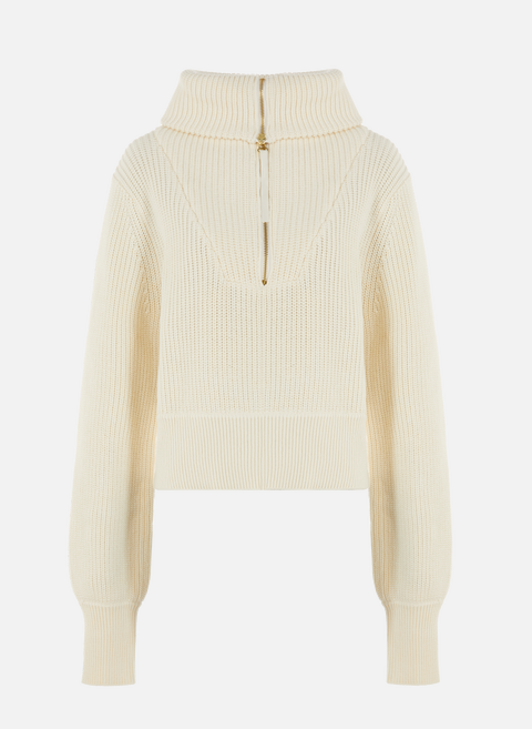 Beige cotton zip-neck sweaterVARLEY 