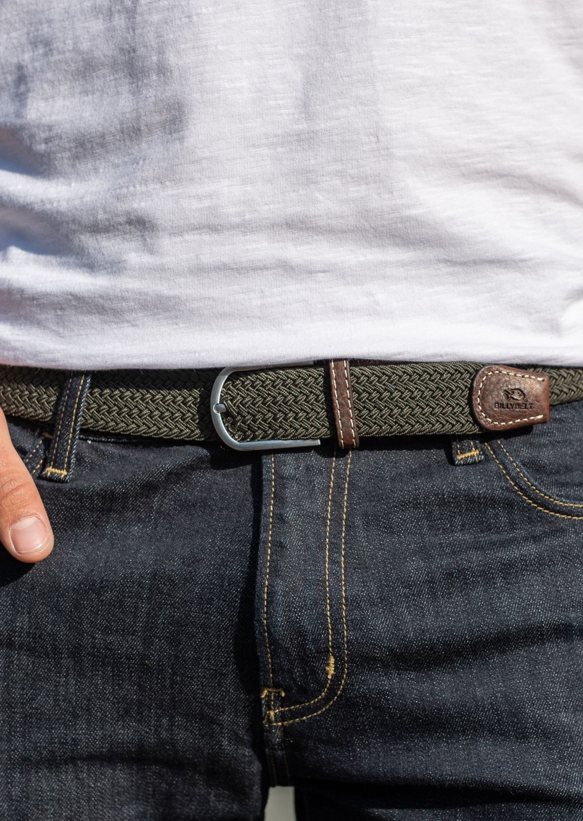 Ceinture tressée élastique unie BILLYBELT Kaki