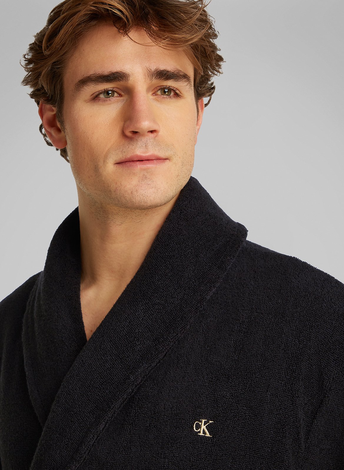 Cotton terry cloth bathrobe CALVIN KLEIN Black