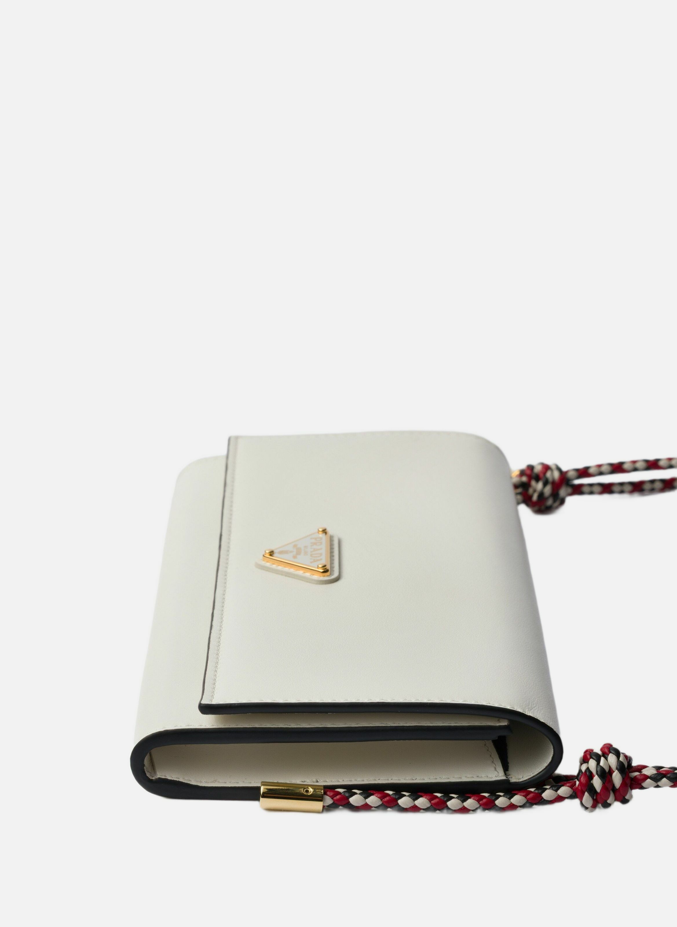 Portefeuille à bandoulière en cuir PRADA Blanc