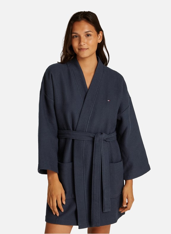 Peignoir Lounge en maille gaufrée Bleu by TOMMY HILFIGER TOMMY HILFIGER Peignoir Lounge en maille gaufrée Bleu