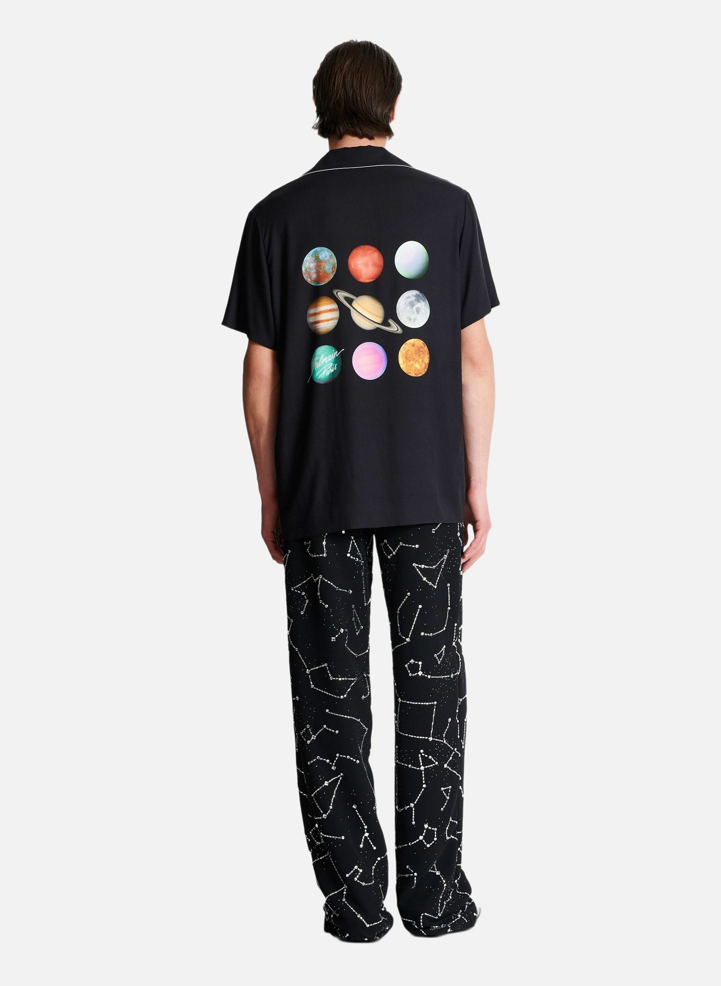 Chemise pyjama imprimée motif 9 planètes BALMAIN Noir
