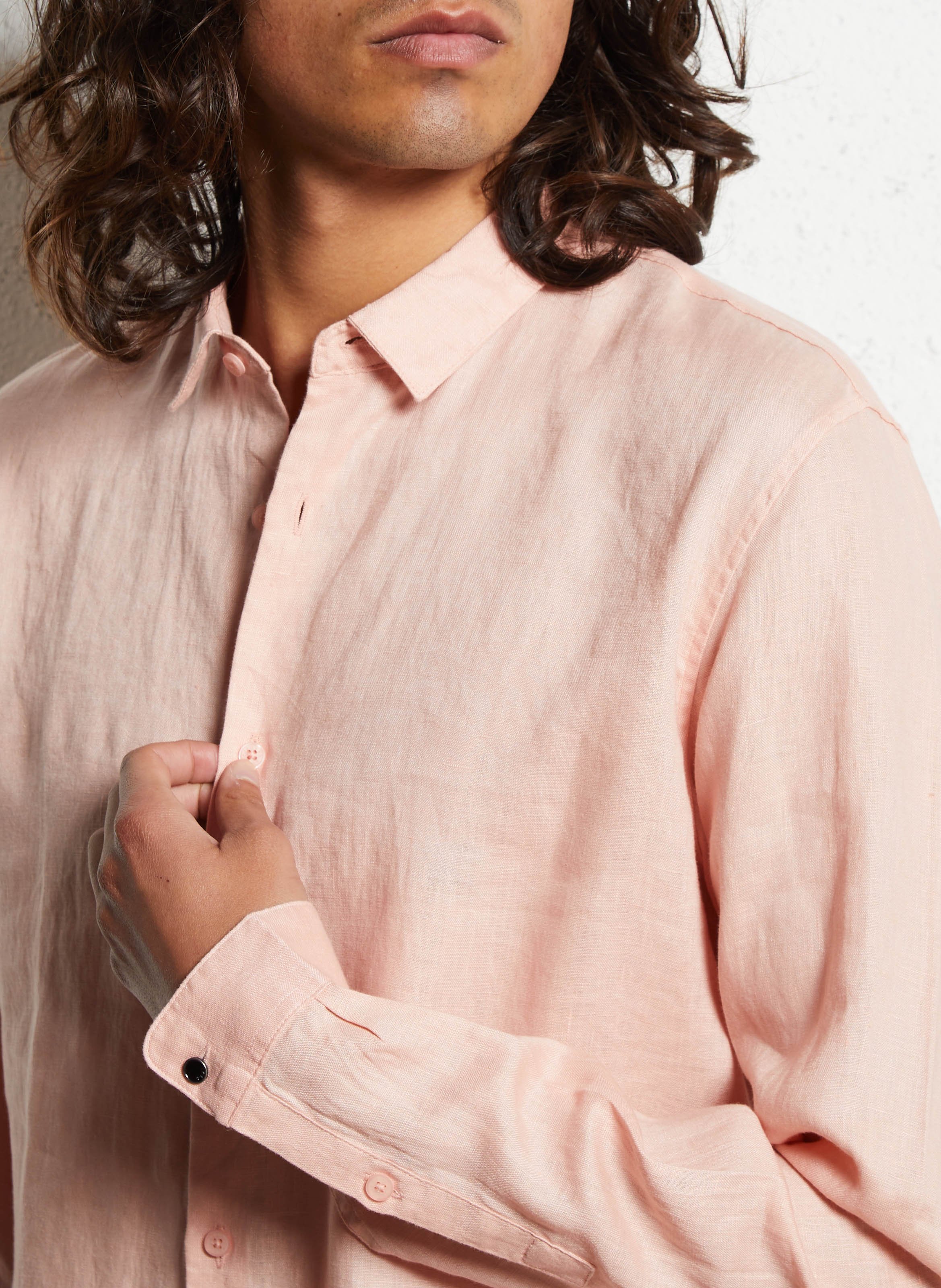 Chemise slim-fit en lin IKKS Rose