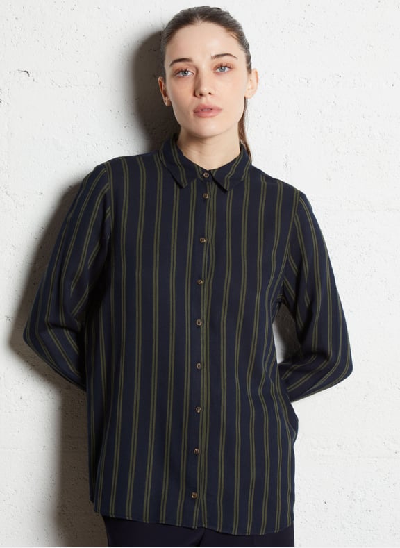 Chemise droite rayée betsy Kaki by MAISON 123 MAISON 123 Chemise droite rayée betsy Kaki