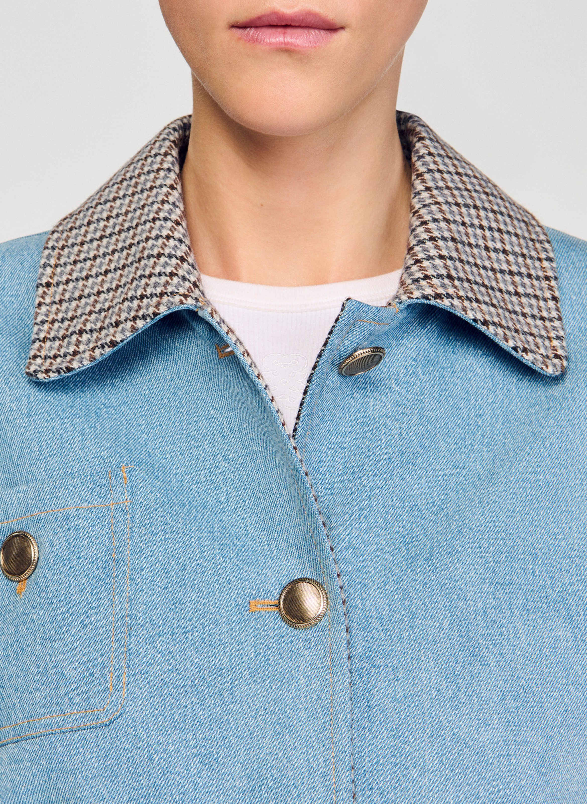 Blouson col classique en coton SANDRO Bleu
