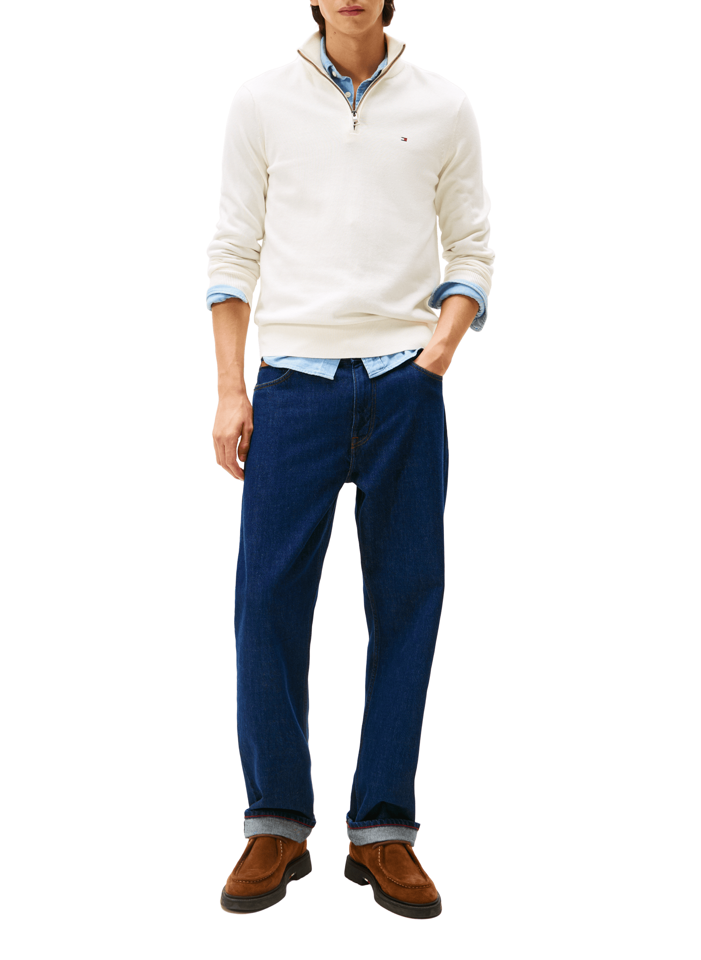 Funnel neck half-zip jumper TOMMY HILFIGER Beige