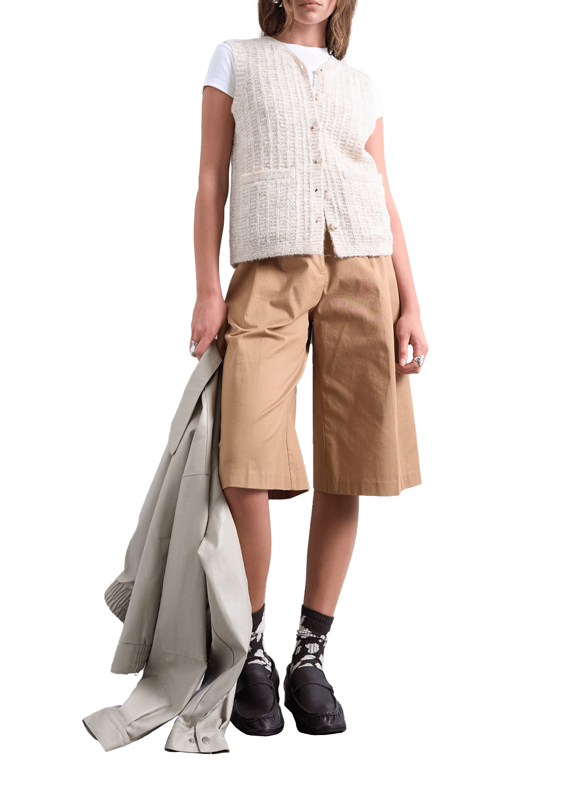 Gilet sans manches en laine mélangée TOPSHOP Beige