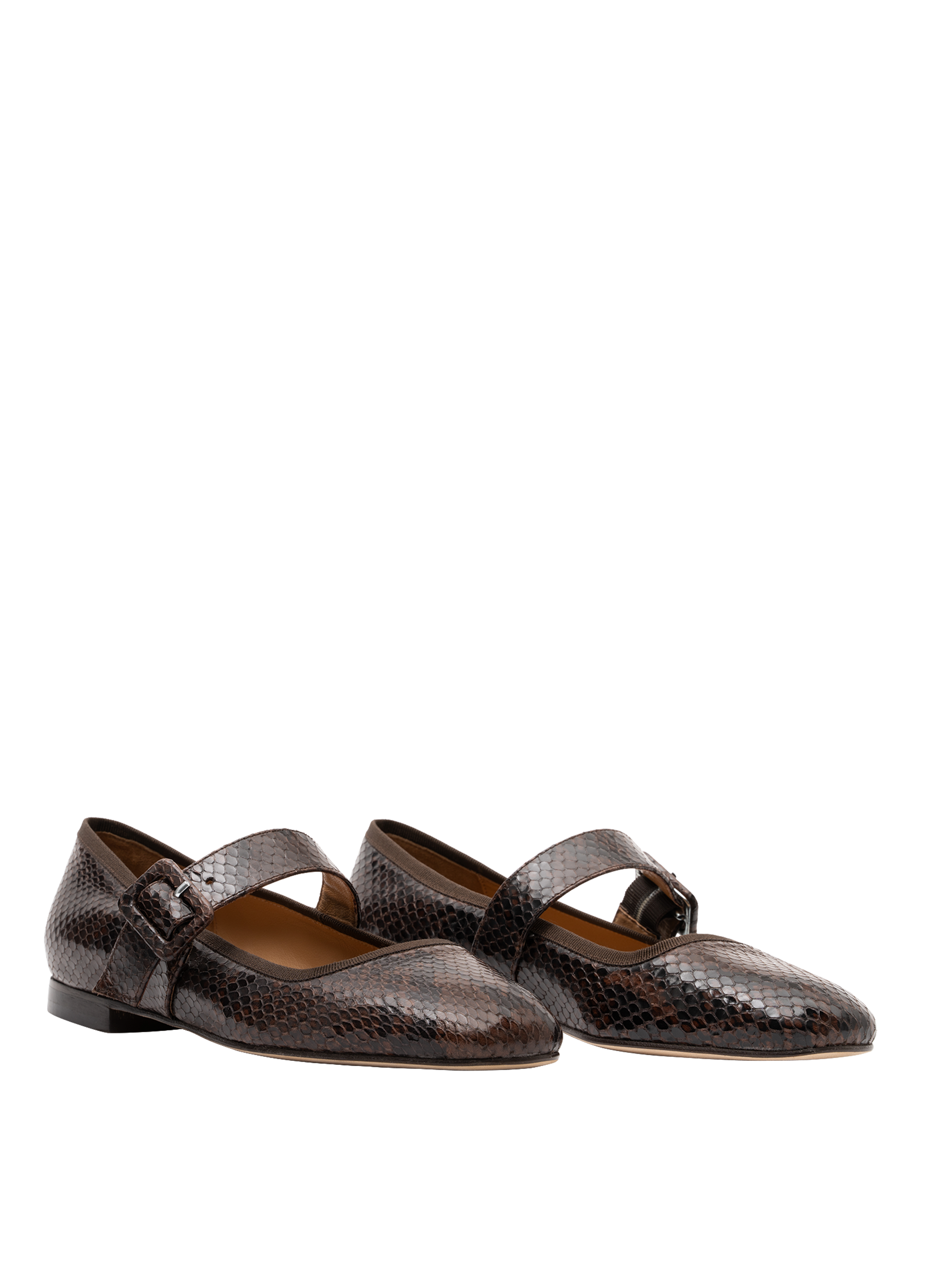 Ballerines moki en python PARALLELE Marron