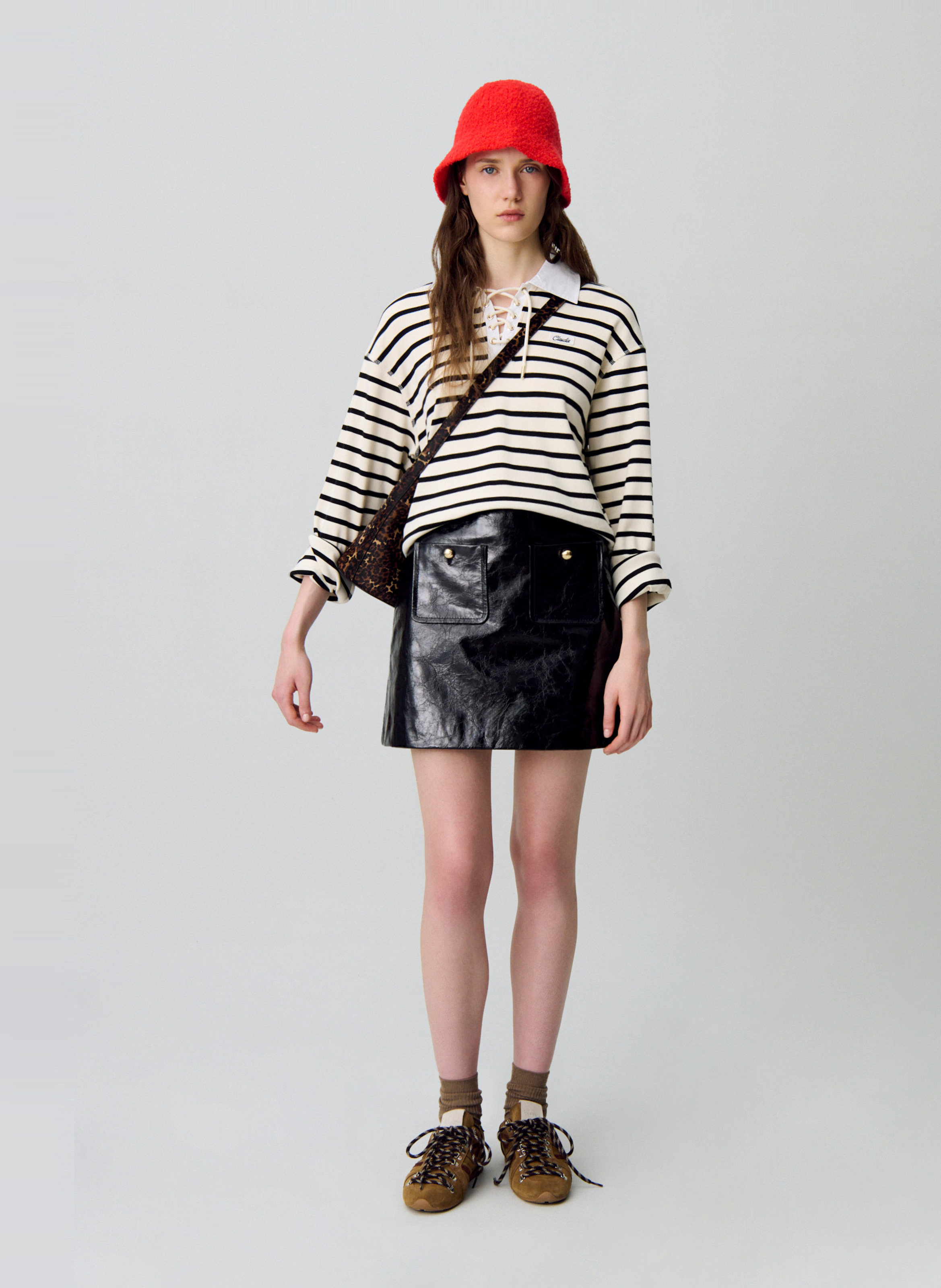 Jupe courte en cuir calella CLAUDIE PIERLOT Noir