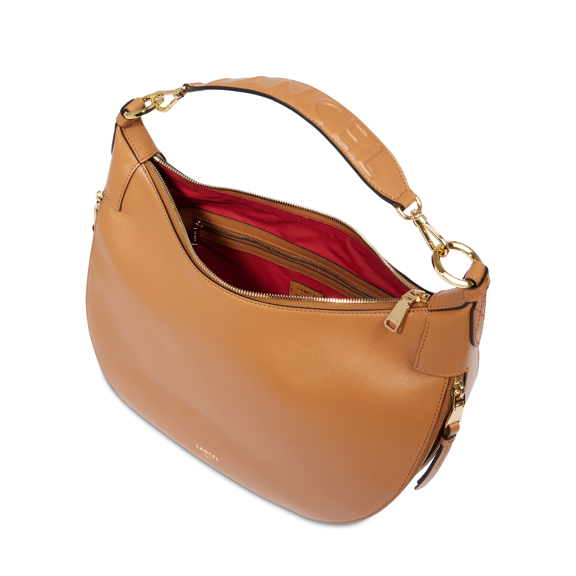 Sac hobo zippé m origami de lancel en cuir LANCEL Marron